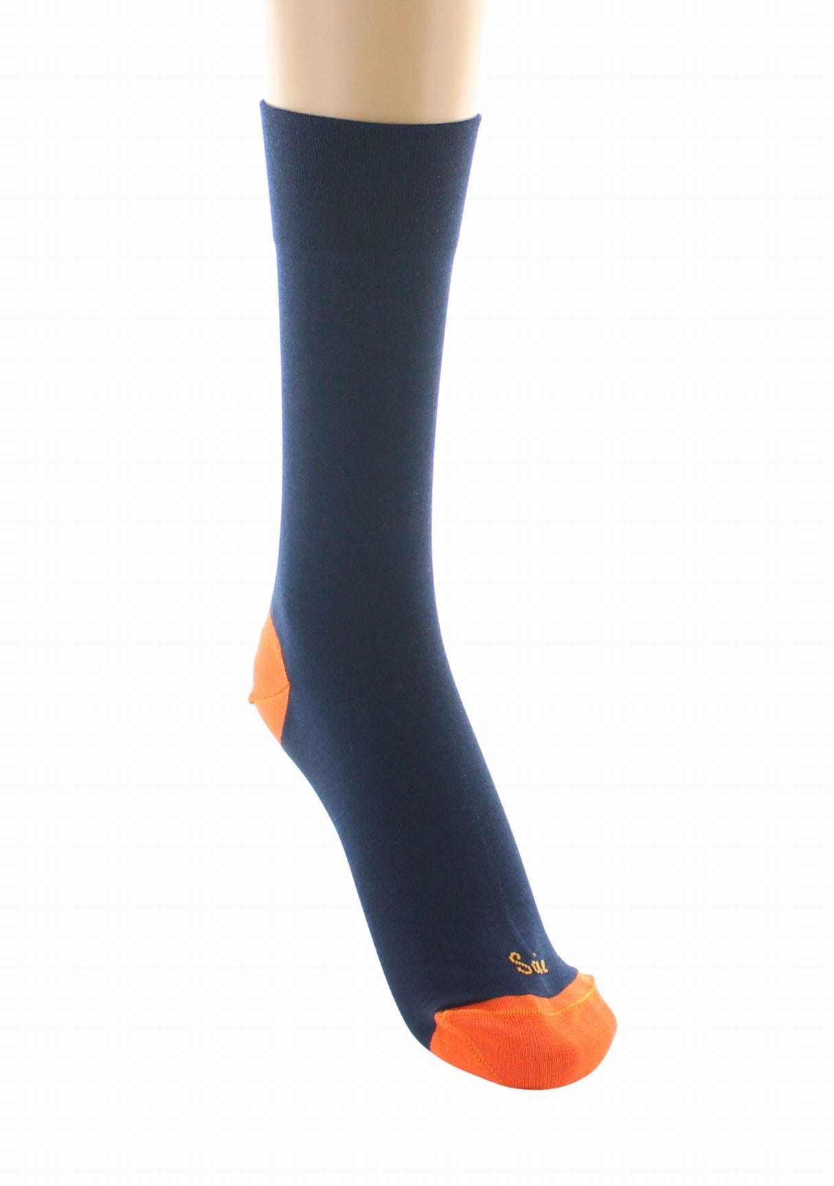 Chaussettes femme soie naturelle Berthe Marine/Orange MARINE/ORANGE