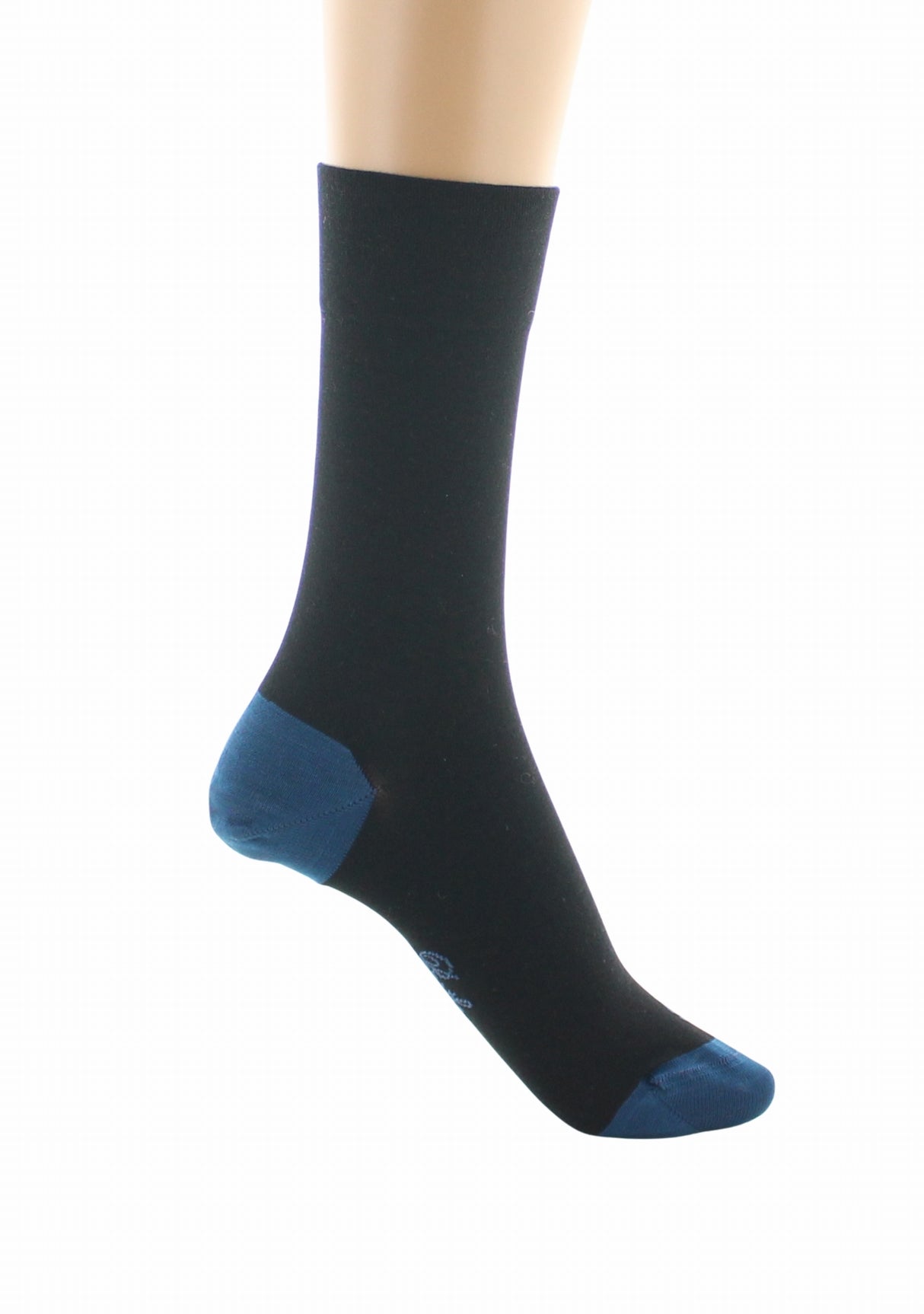 Chaussettes femme soie naturelle Berthe Noir/Bleu NOIR/BLEU