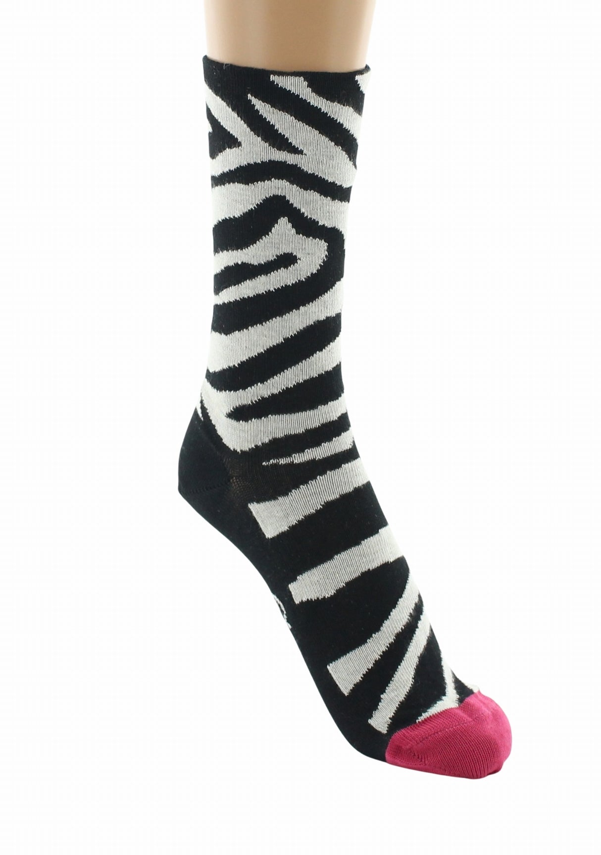 Chaussettes fil d’Écosse femme Berthe Aux Grands Pieds motif zèbre NOIR