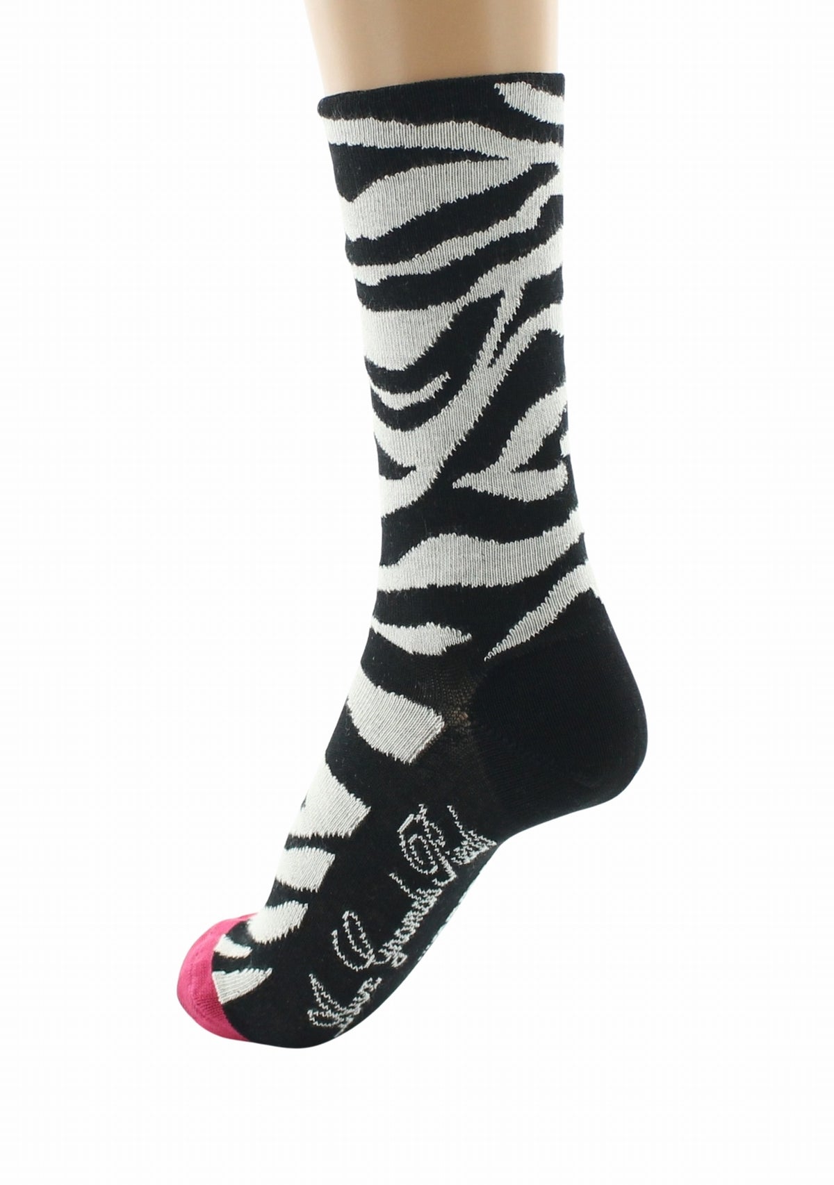 Chaussettes fil d’Écosse femme Berthe Aux Grands Pieds motif zèbre NOIR
