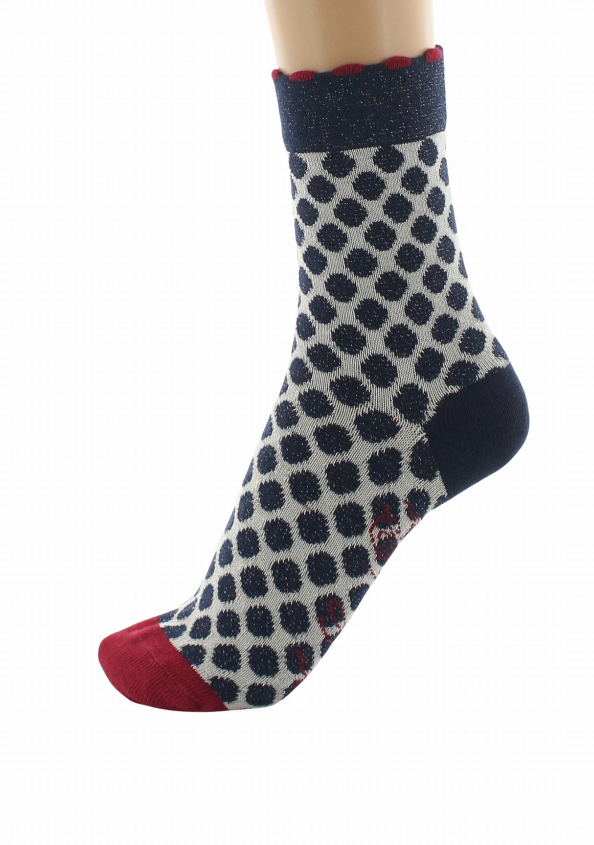 Chaussettes fil d’Écosse femme Berthe Aux Grands Pieds pois bleus lurex BLEU