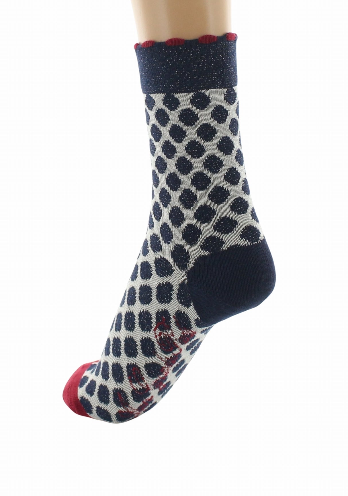 Chaussettes fil d’Écosse femme Berthe Aux Grands Pieds pois bleus lurex BLEU