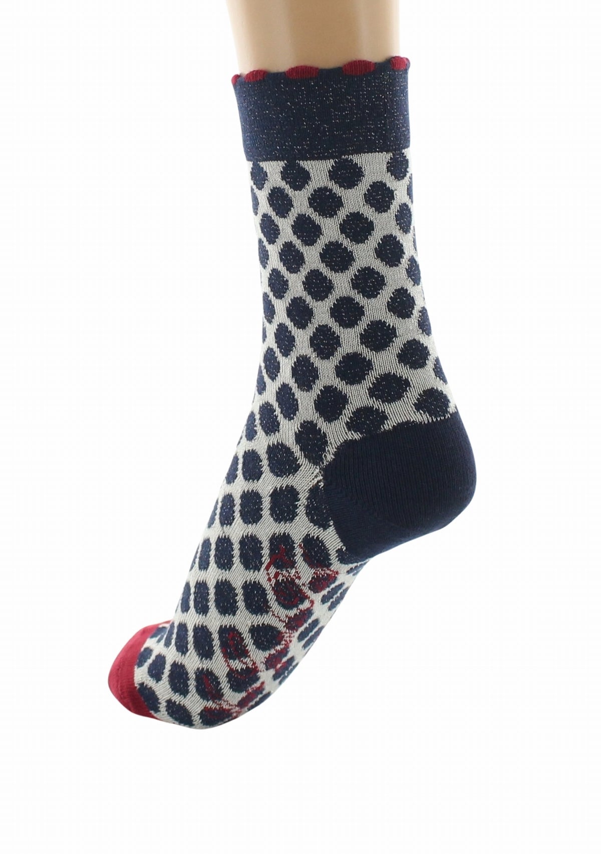 Chaussettes fil d’Écosse femme Berthe Aux Grands Pieds pois bleus lurex BLEU