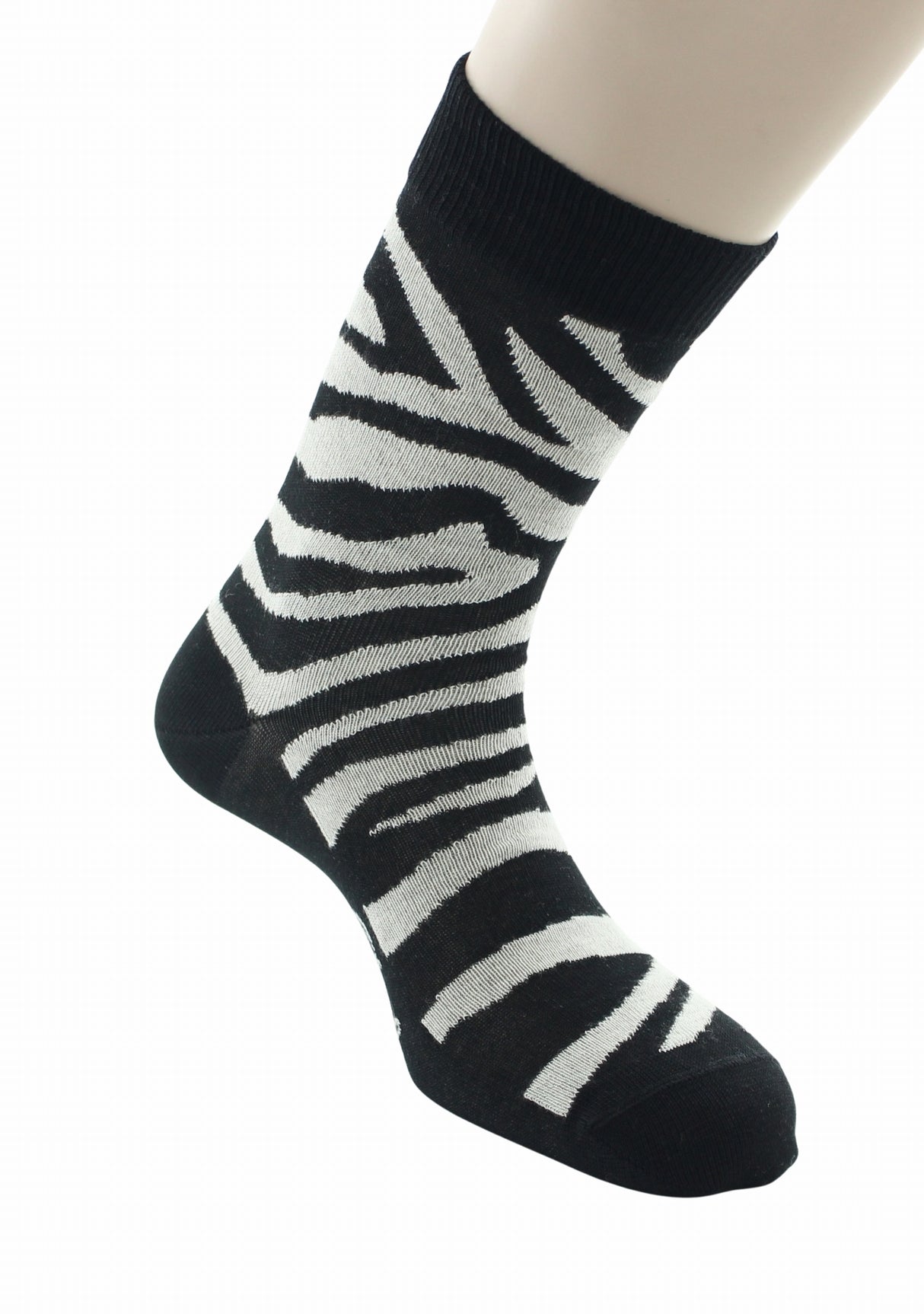 Chaussettes fil d’Écosse homme Berthe Aux Grands Pieds motif zèbre noir NOIR