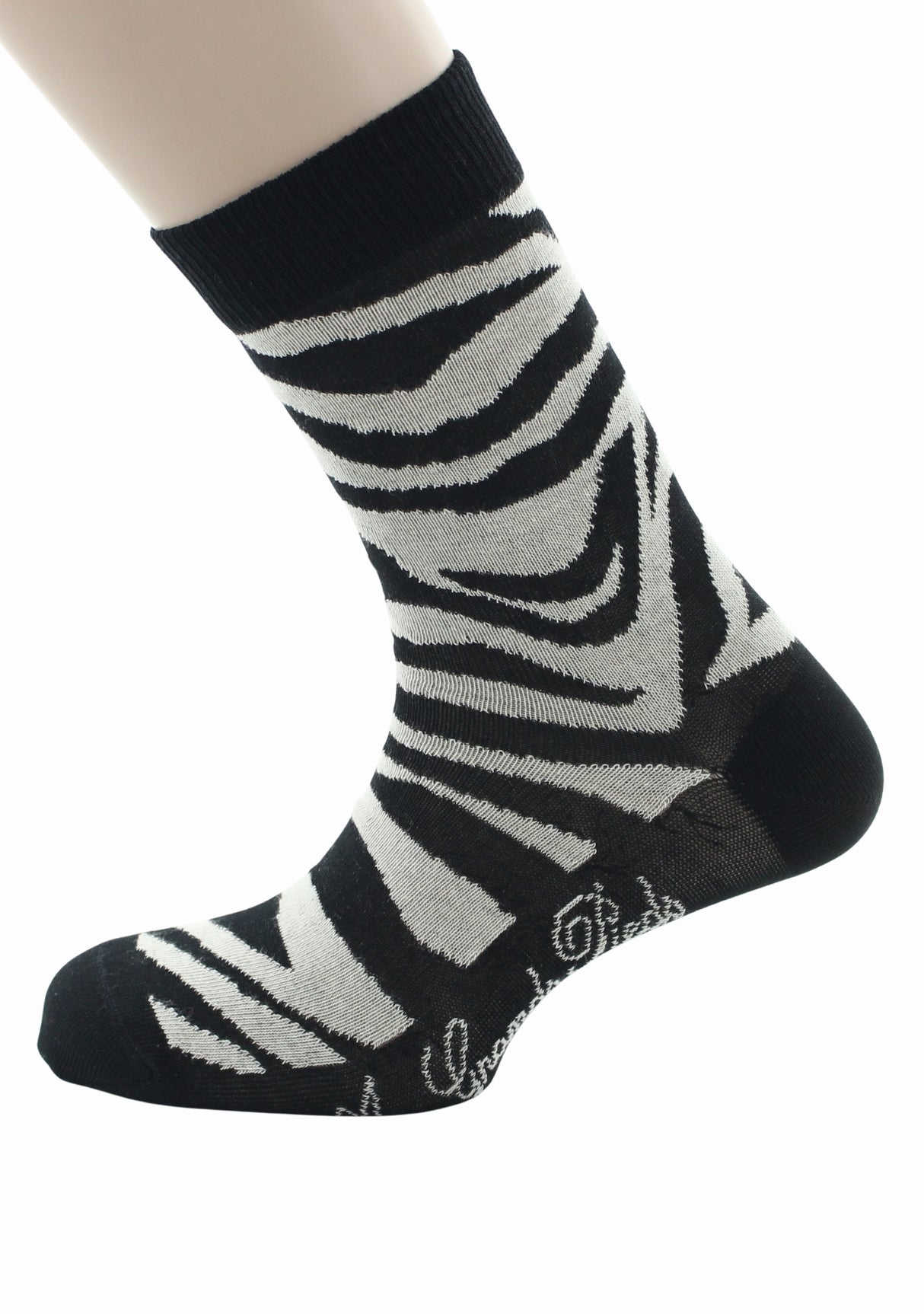 Chaussettes fil d’Écosse homme Berthe Aux Grands Pieds motif zèbre noir NOIR