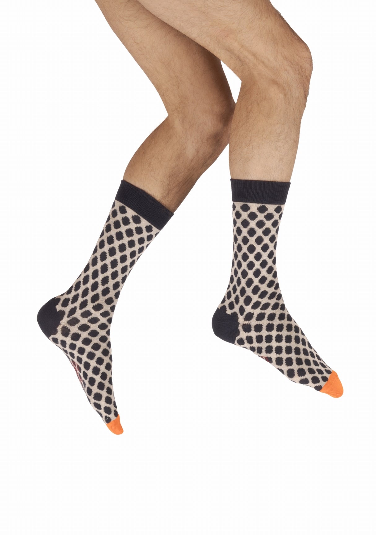 Chaussettes fil d’Écosse homme Berthe Aux Grands Pieds pois bleu marine BRONZE