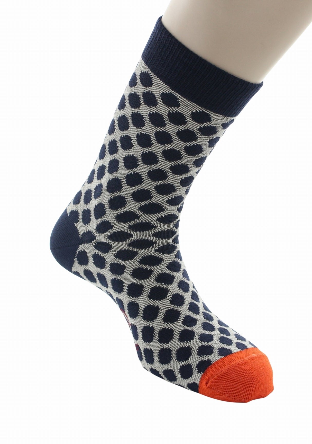 Chaussettes fil d’Écosse homme Berthe Aux Grands Pieds pois bleu marine BRONZE
