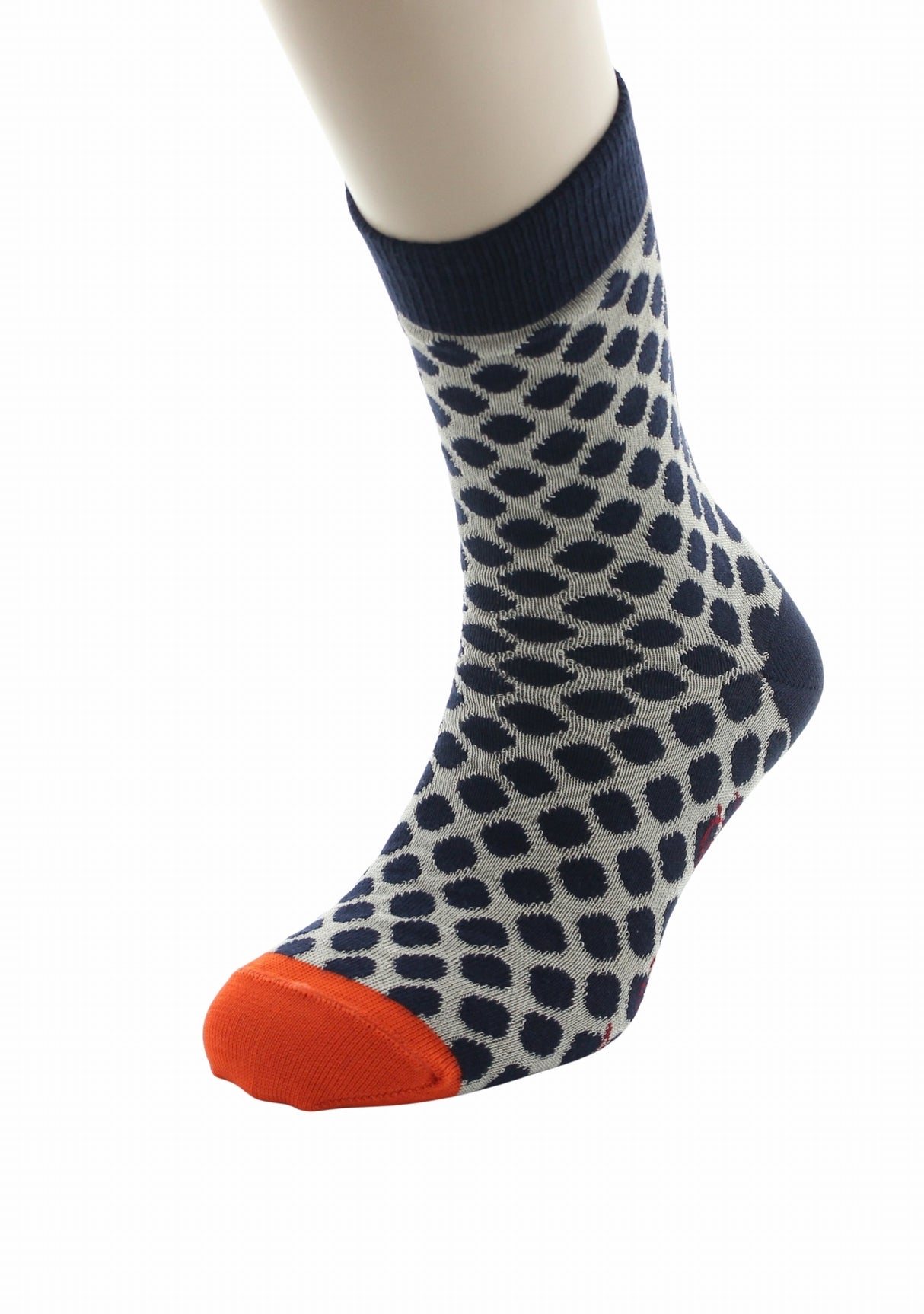 Chaussettes fil d’Écosse homme Berthe Aux Grands Pieds pois bleu marine BRONZE