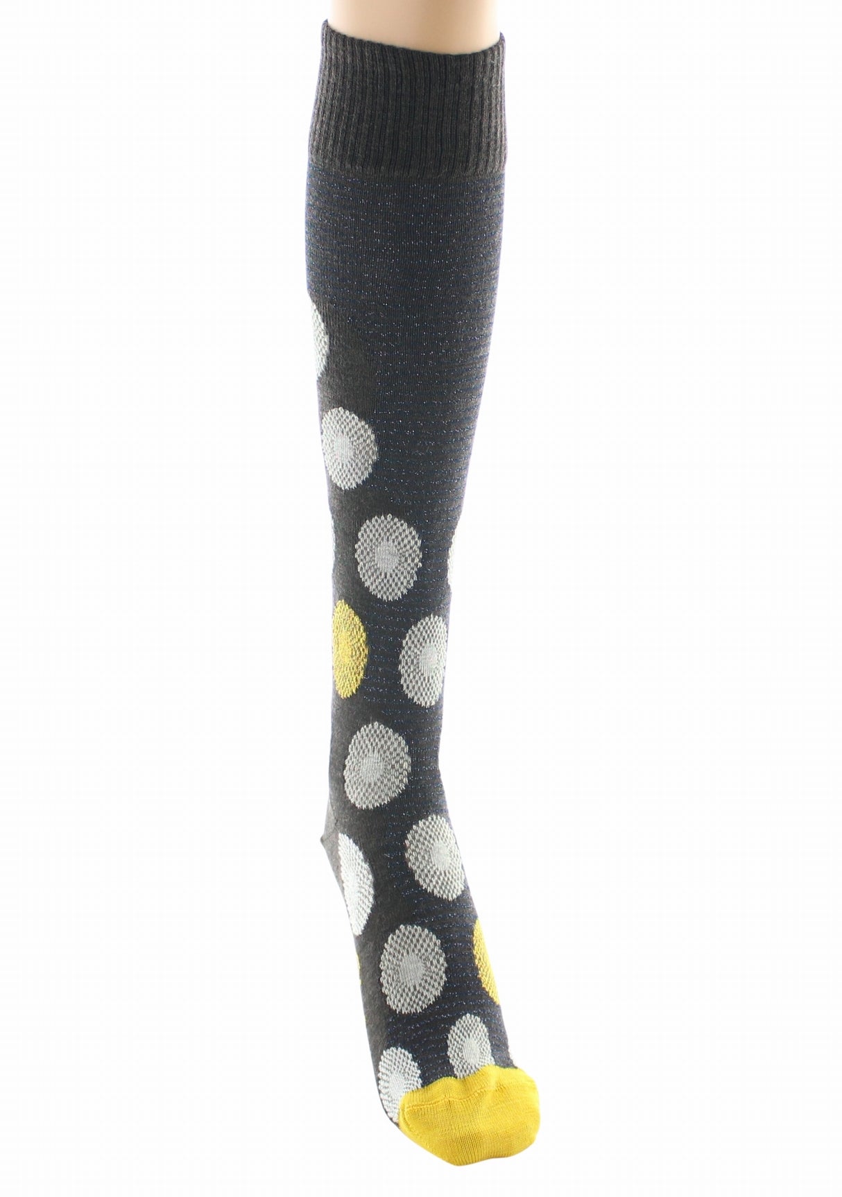 Chaussettes hautes femme laine peignée Berthe Fleurs Graphiques CHOCOLAT