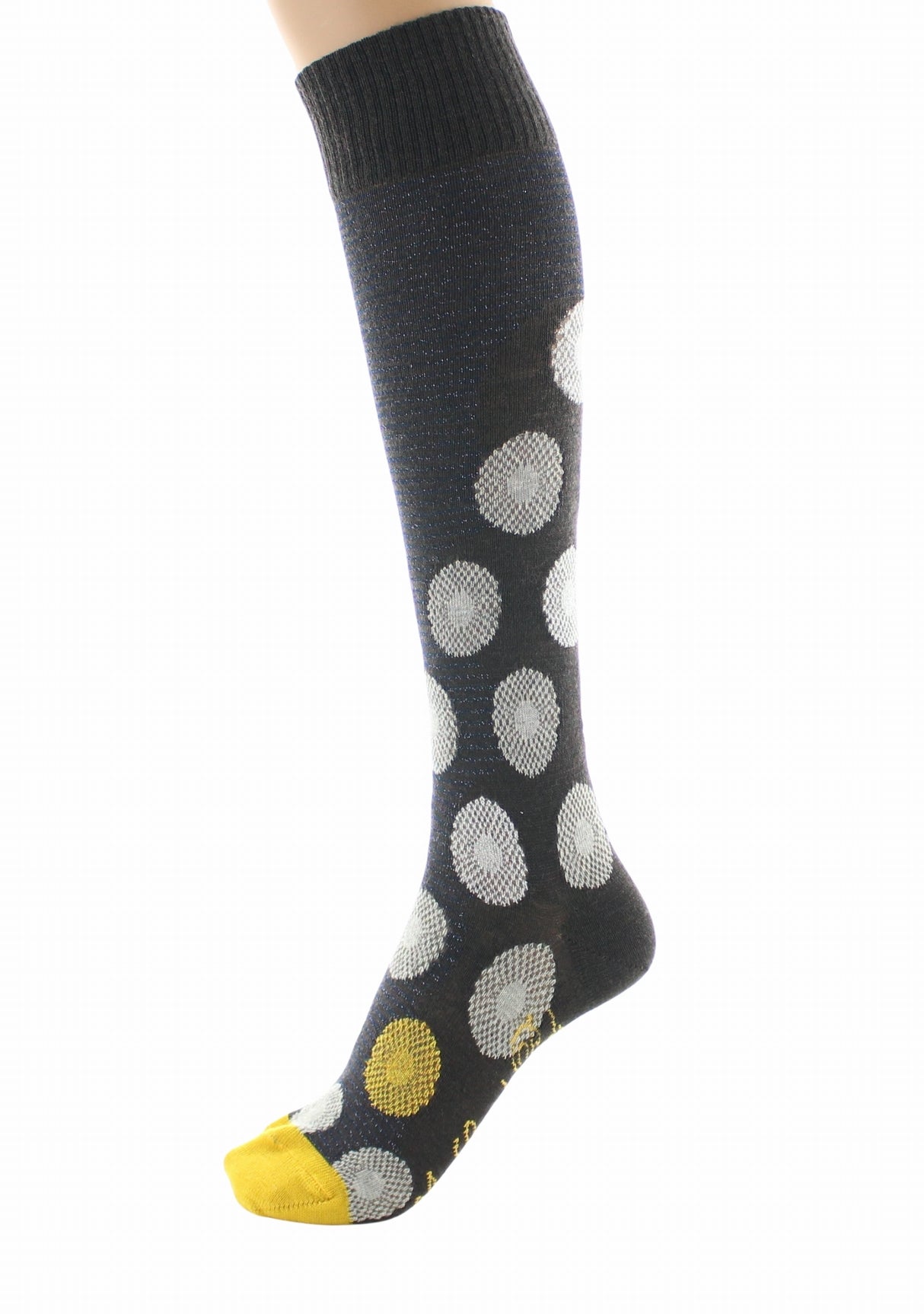 Chaussettes hautes femme laine peignée Berthe Fleurs Graphiques CHOCOLAT