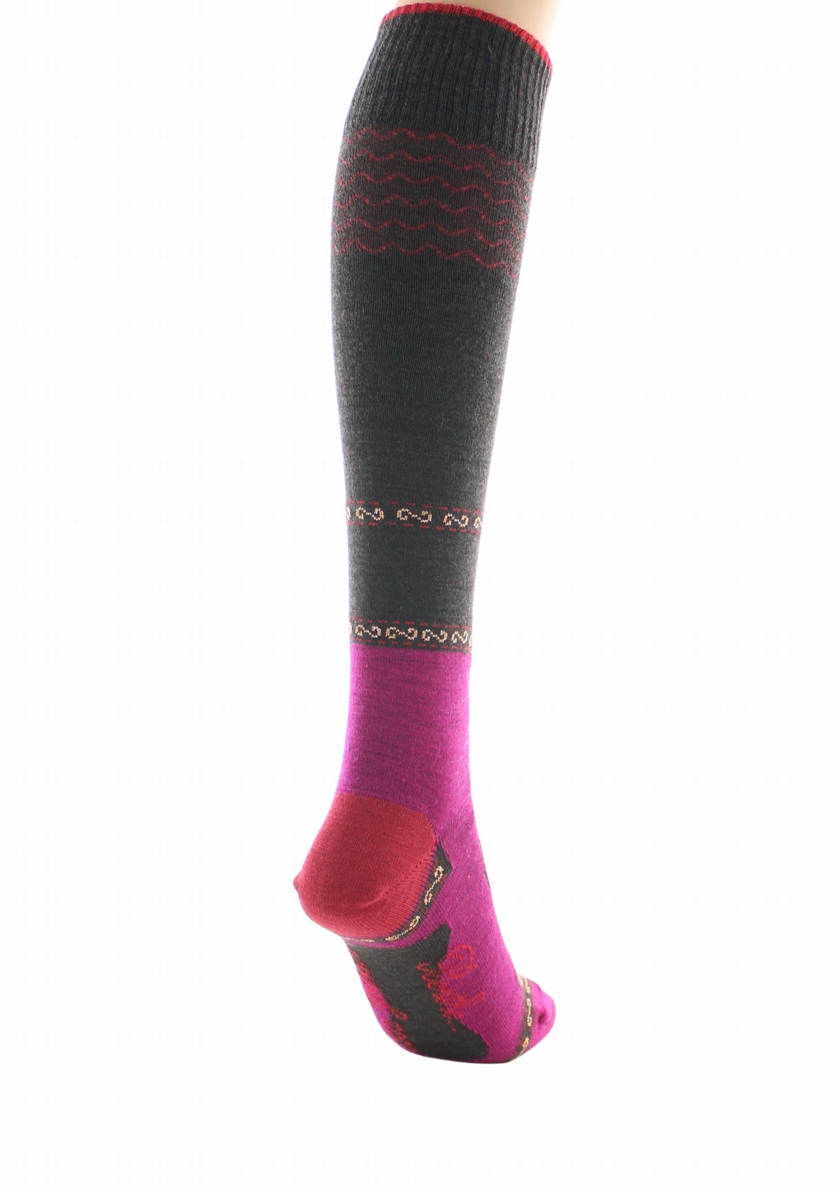Chaussettes hautes femme laine peignée Berthe Veste Napoléonienne FUCHSIA