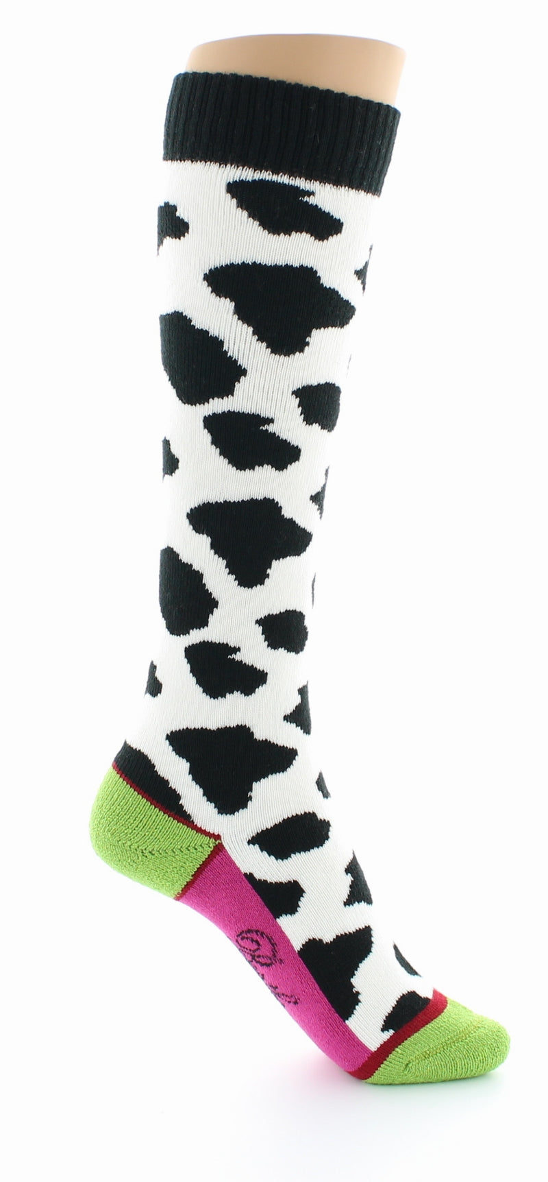 Chaussettes hautes Vache laine et coton NOIR-ECRU