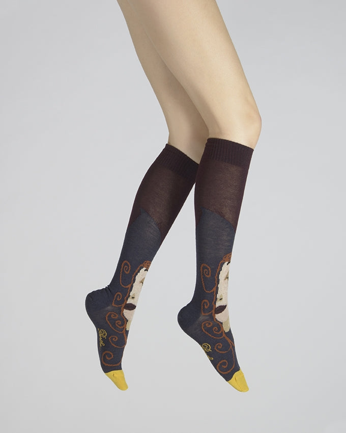Chaussettes hautes Visage d'une femme MARINE