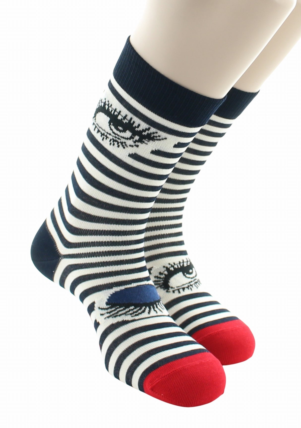 Chaussettes homme Oeil et Rayures fabriquées en France ROUGE/MARINE/ECRU