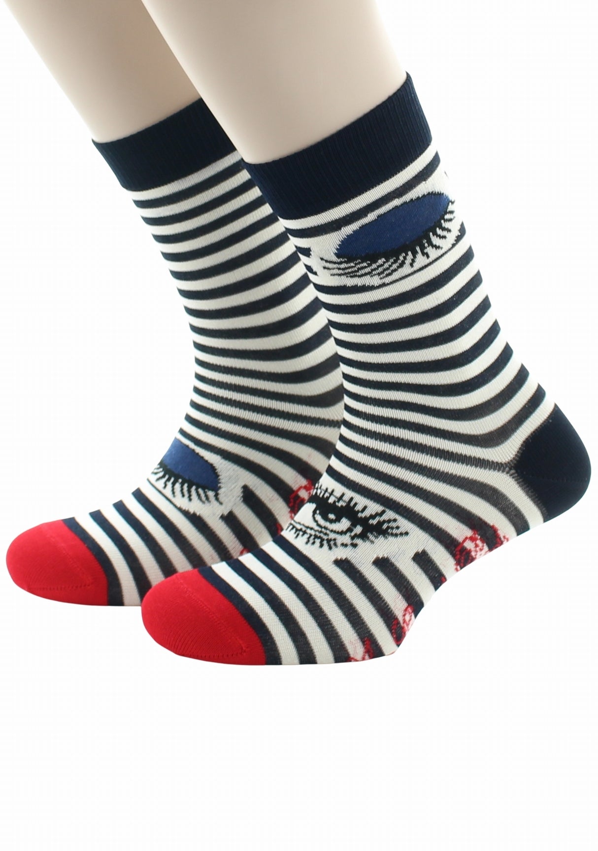 Chaussettes homme Oeil et Rayures fabriquées en France ROUGE/MARINE/ECRU