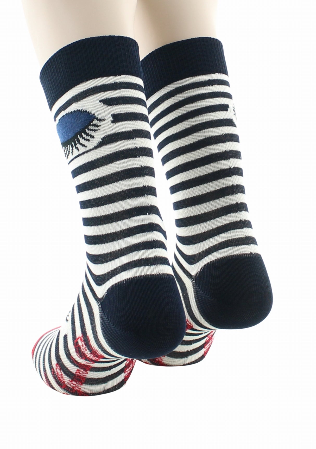 Chaussettes homme Oeil et Rayures fabriquées en France ROUGE/MARINE/ECRU