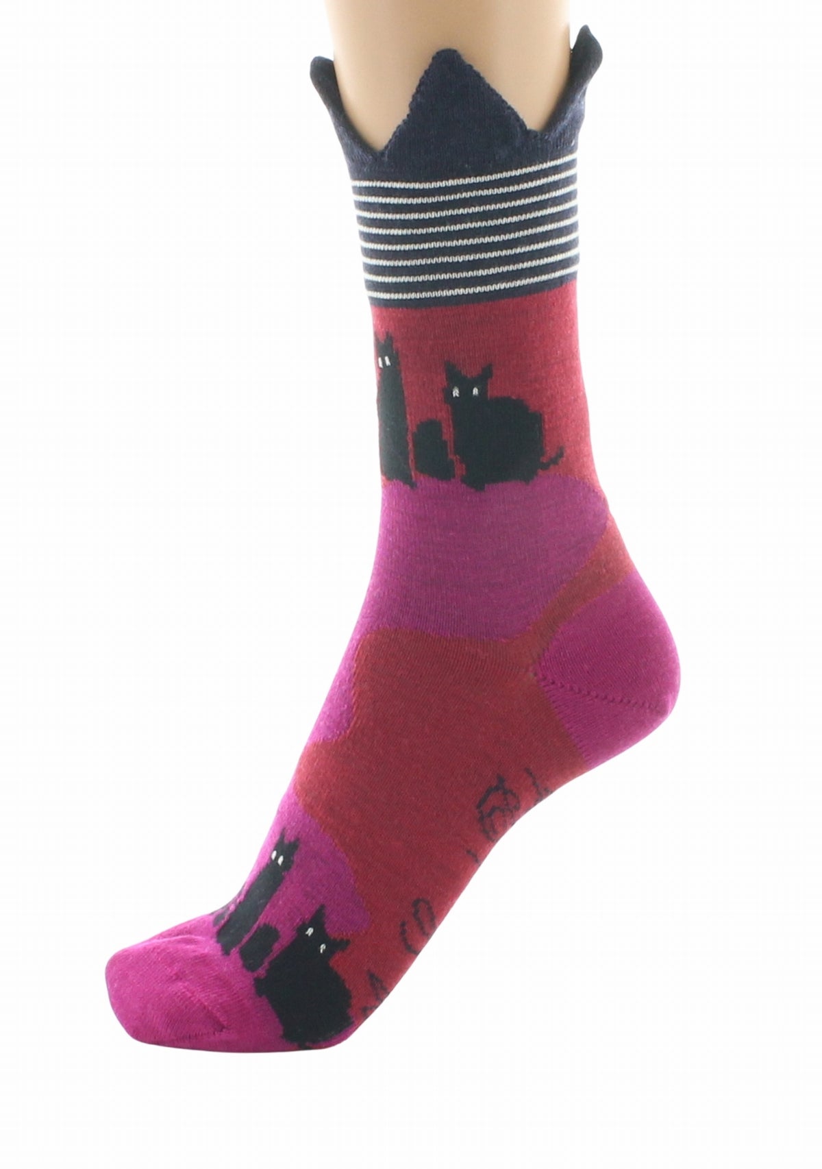 Chaussettes laine femme Les Chats - Berthe Aux Grands Pieds ROSE/ROUGE