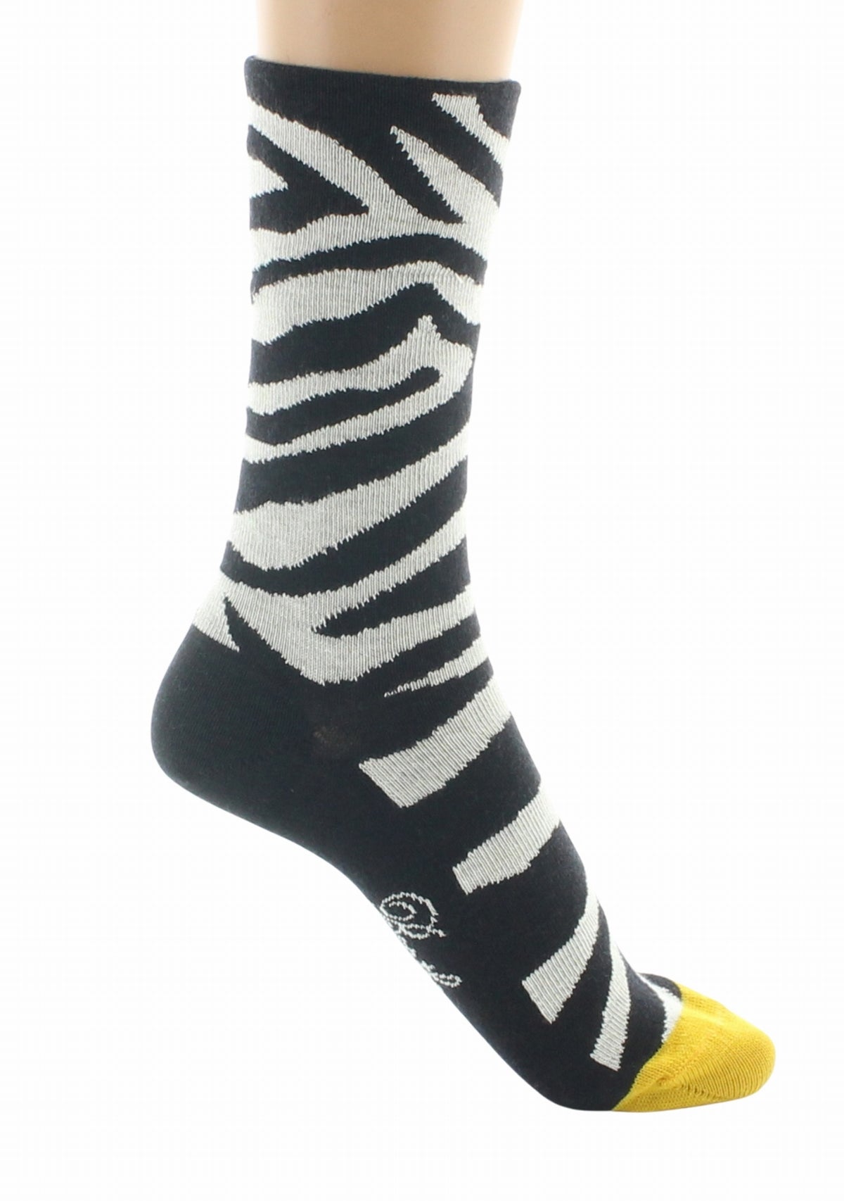 Chaussettes laine femme motif zèbre - Berthe Aux Grands Pieds NOIR/BLANC