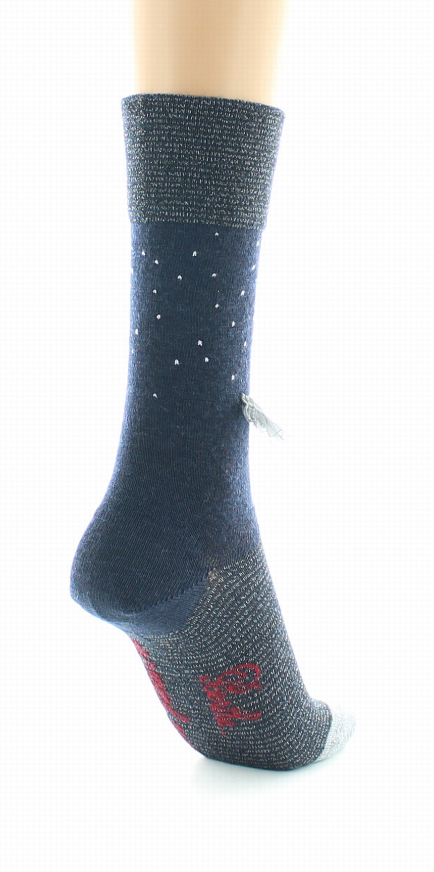 Chaussettes Originales Femme Au Parapluie Marine Et Argent MARINE-ARGENT