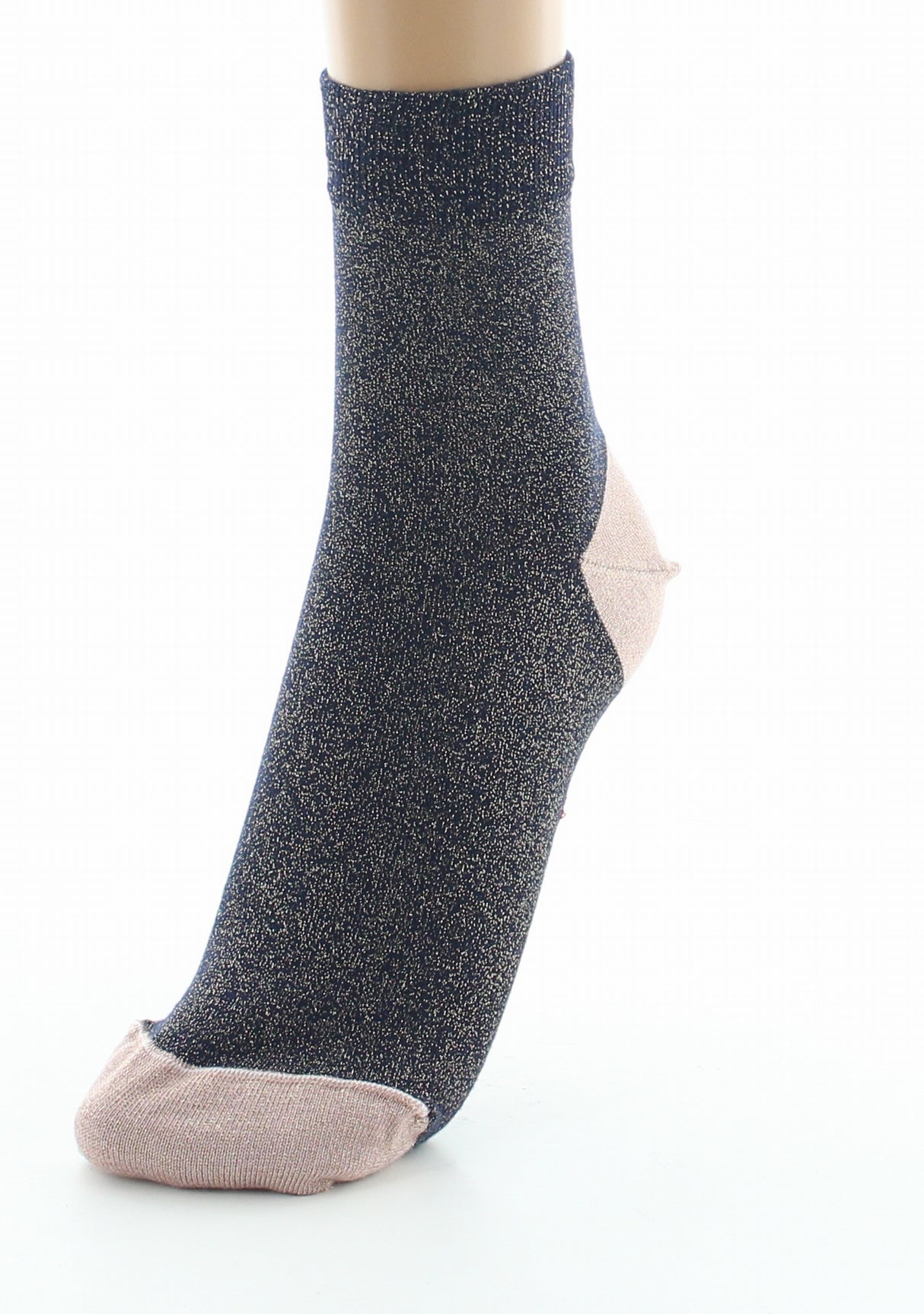 Chaussettes pailletées femme marine et rose MARINE