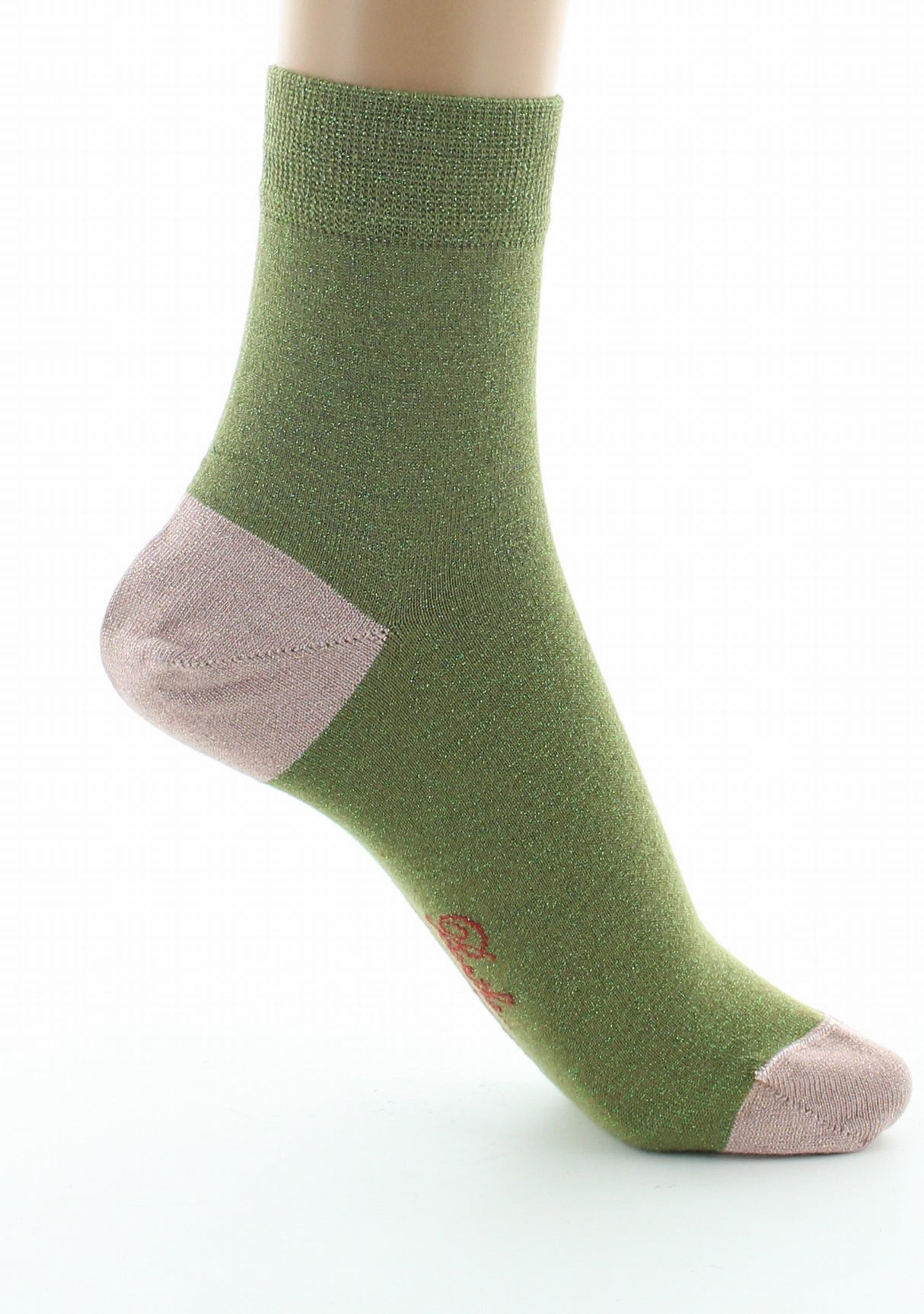 Chaussettes pailletées femme vert et rose VERT
