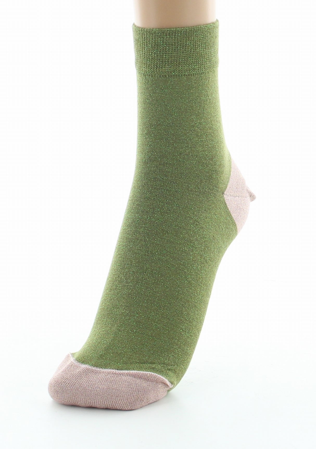 Chaussettes pailletées femme vert et rose VERT