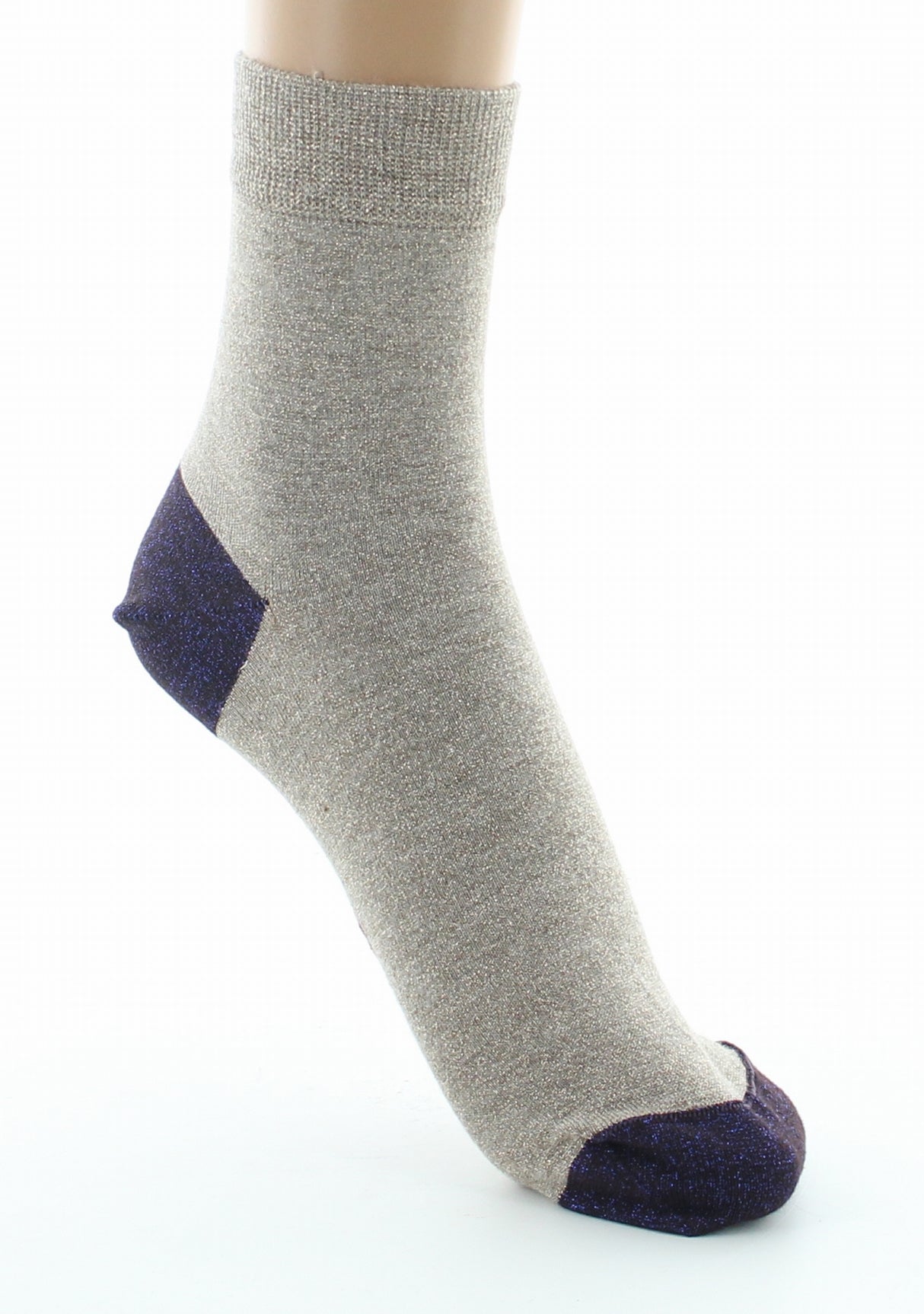 Chaussettes pailletées femme sable et violet BEIGE DORE