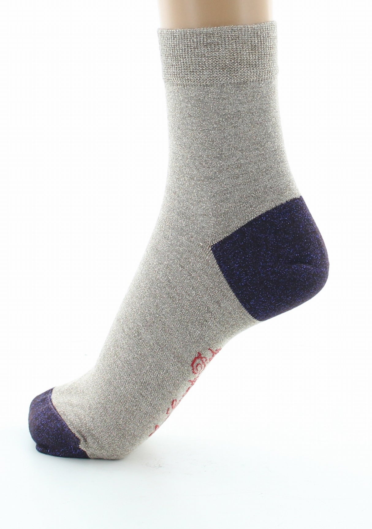 Chaussettes pailletées femme sable et violet BEIGE DORE