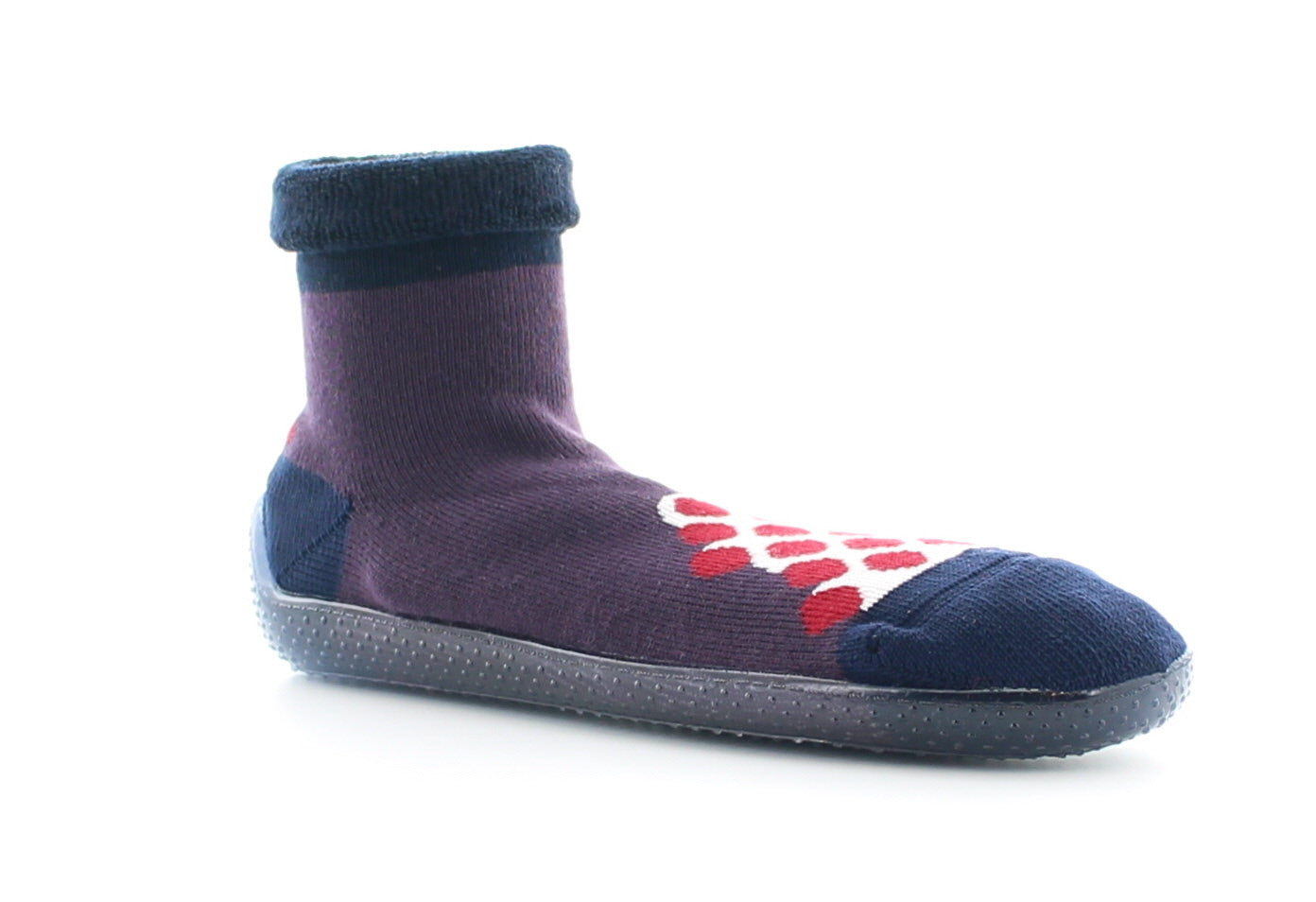 Chausson chaussette mixte Pois rouges RAISIN-MARINE