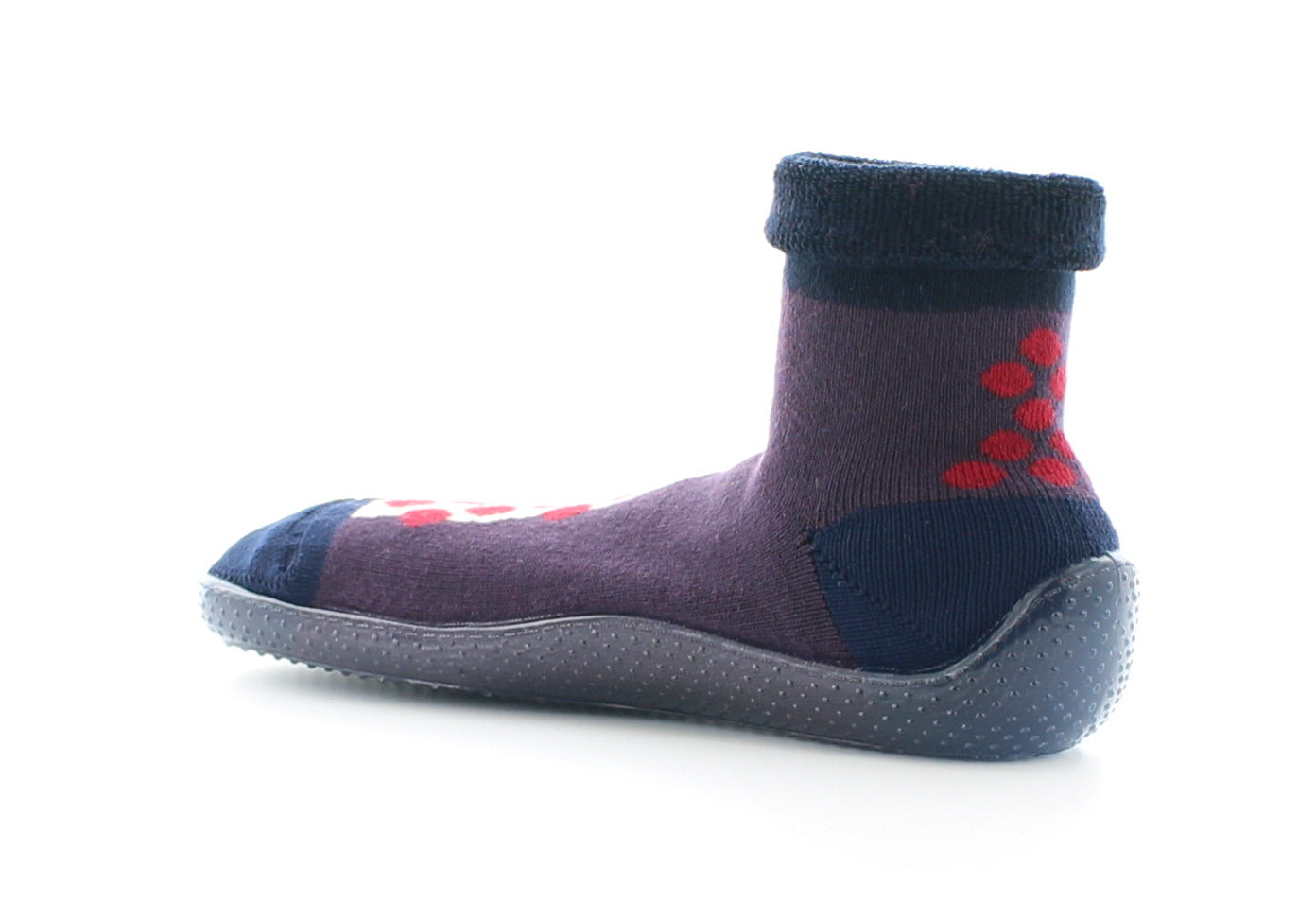 Chausson chaussette mixte Pois rouges RAISIN-MARINE