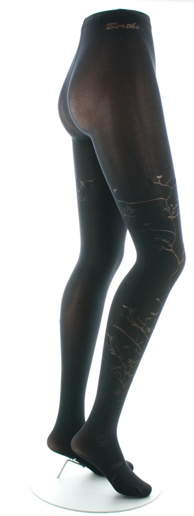 Collants 40D Arbre noir en Maille Dévorée ton sur ton NOIR