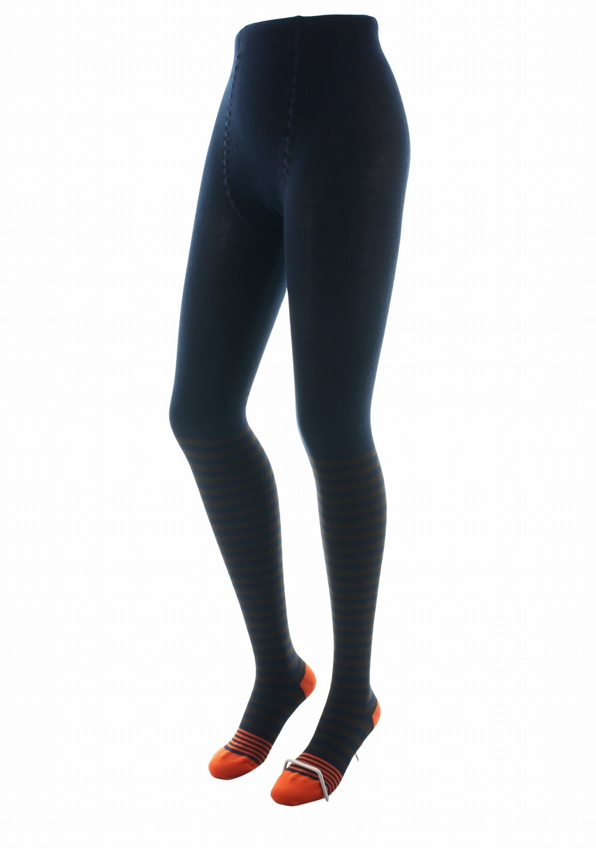 Collants coton femme Rayures Marron - Berthe Aux Grands Pieds MARINE/MARRON