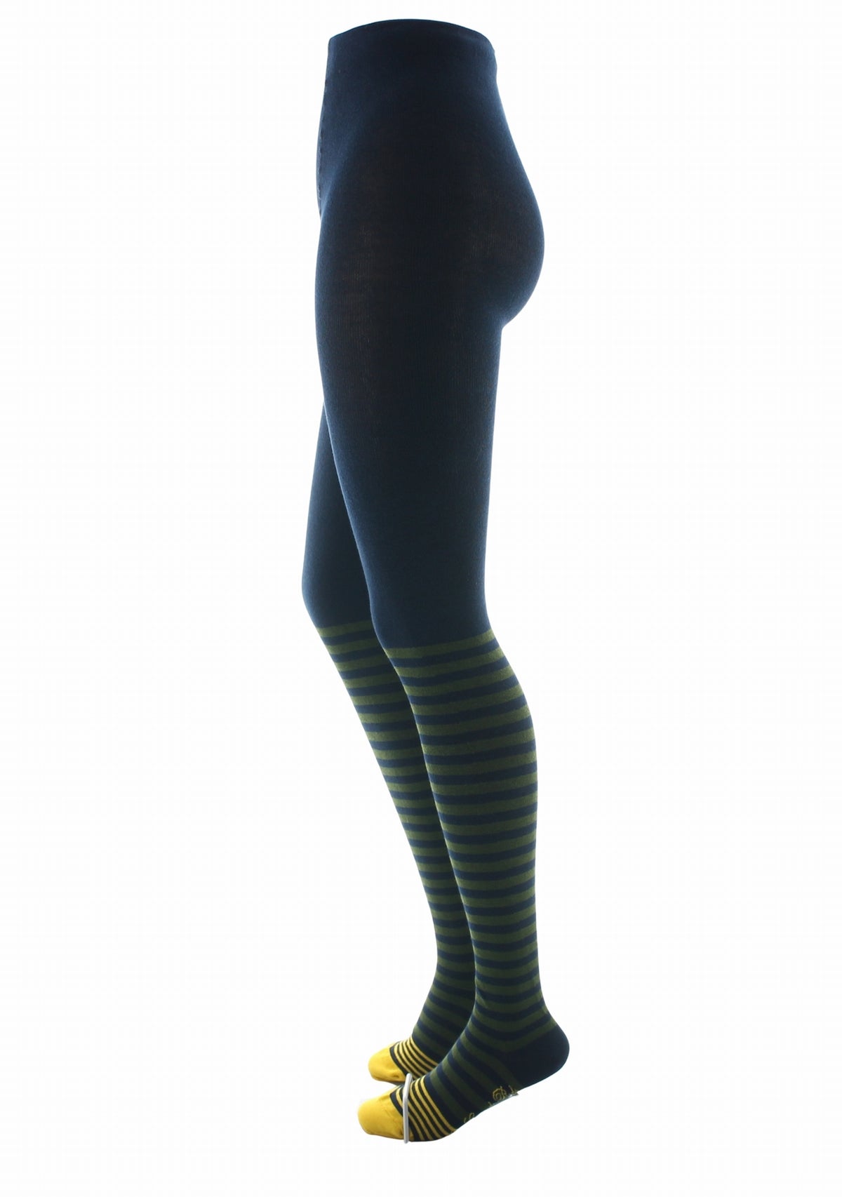 Collants coton femme Rayures Marron - Berthe Aux Grands Pieds MARINE/MARRON