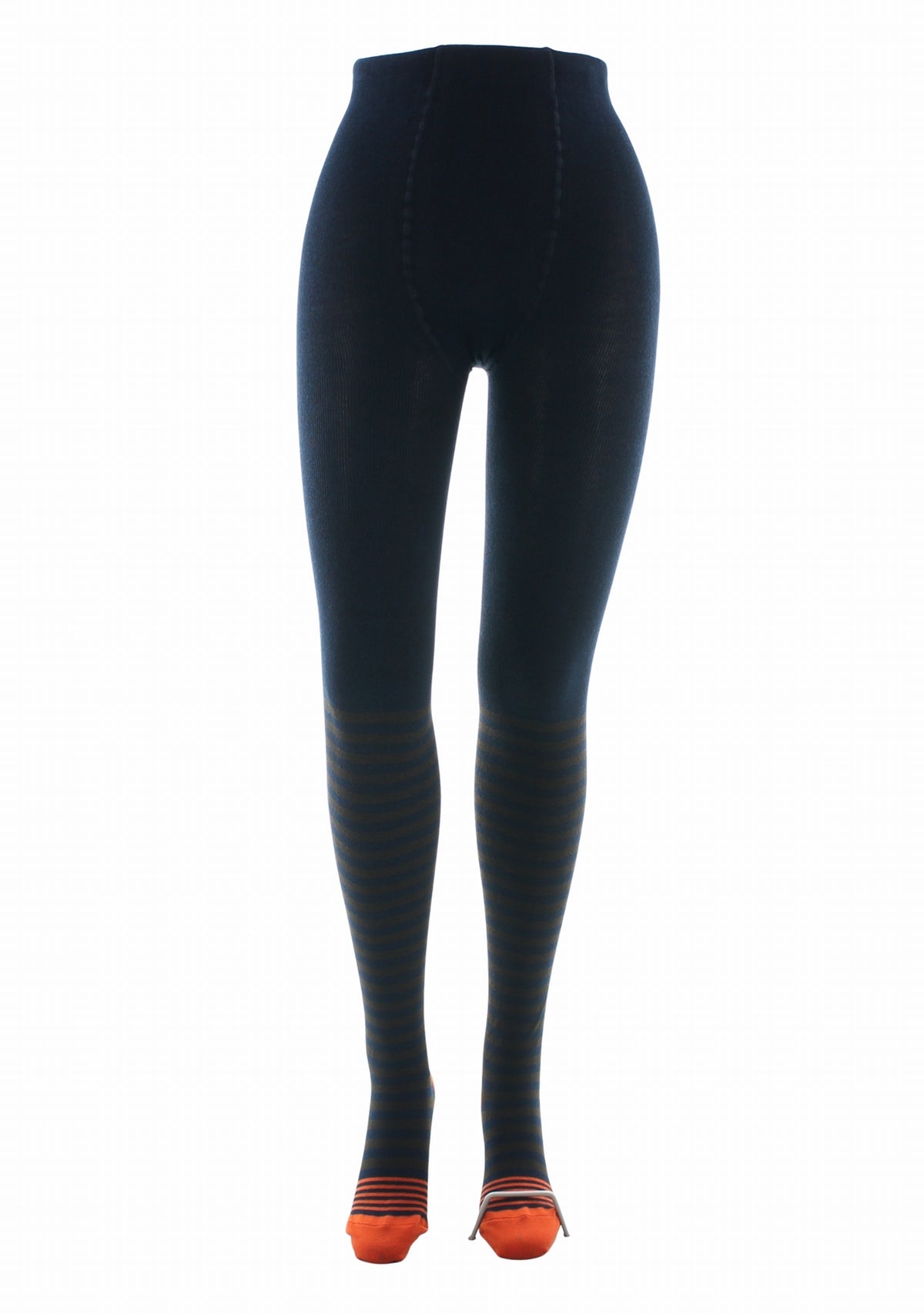 Collants coton femme Rayures Marron - Berthe Aux Grands Pieds MARINE/MARRON