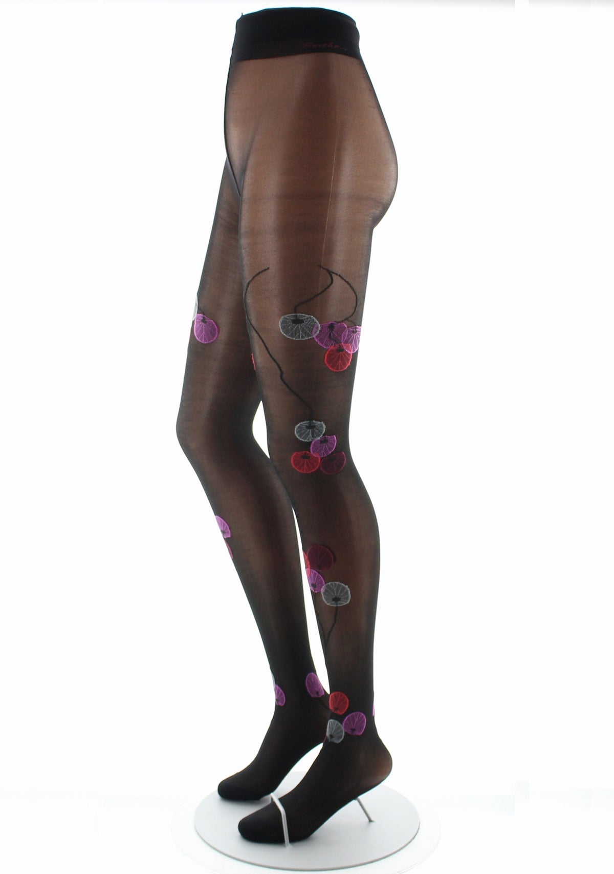 Collants femme 30D noir monnaie du pape rouge NOIR/ROUGE