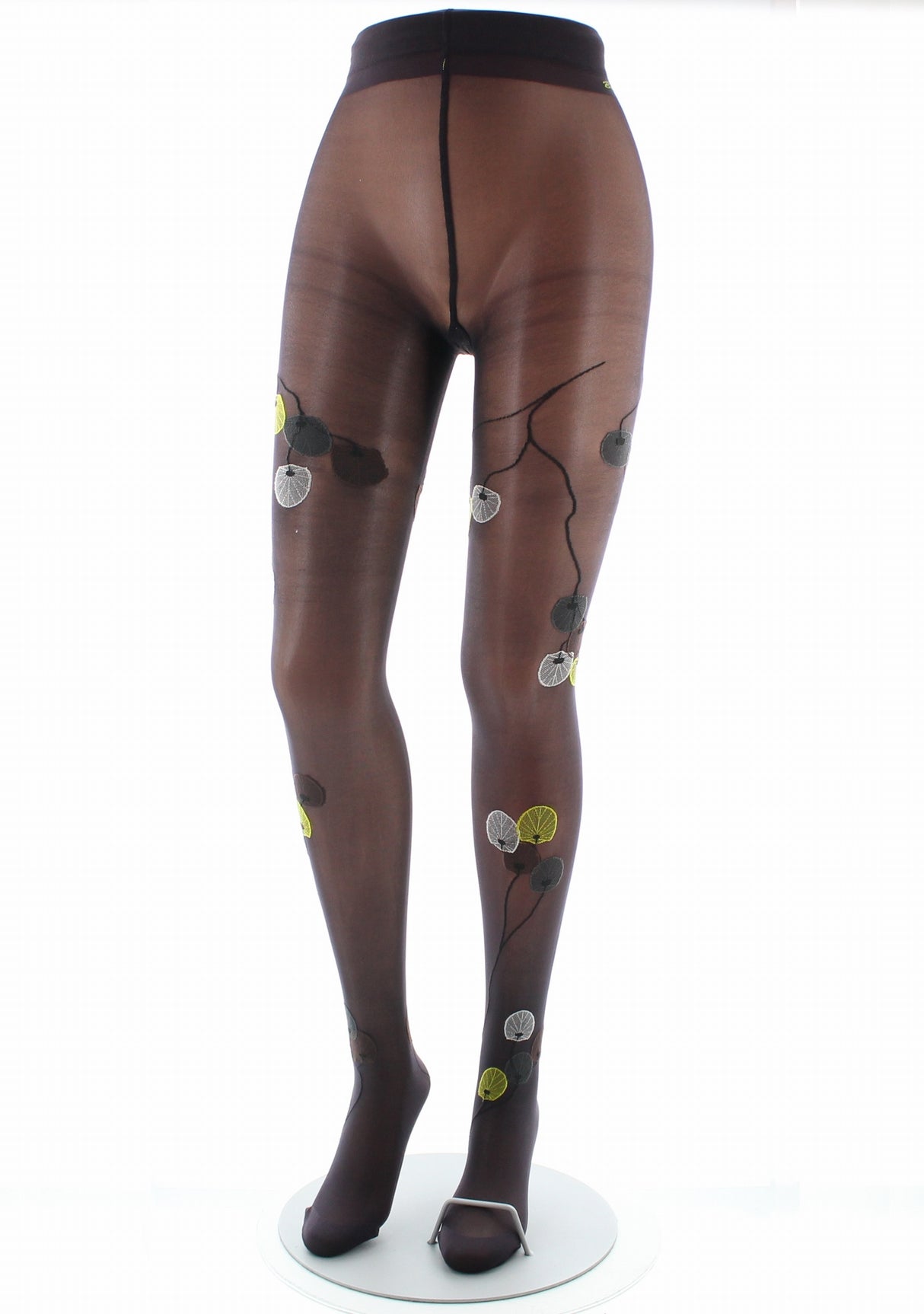 Collants femme 30D prune monnaie du pape jaune PRUNE/JAUNE