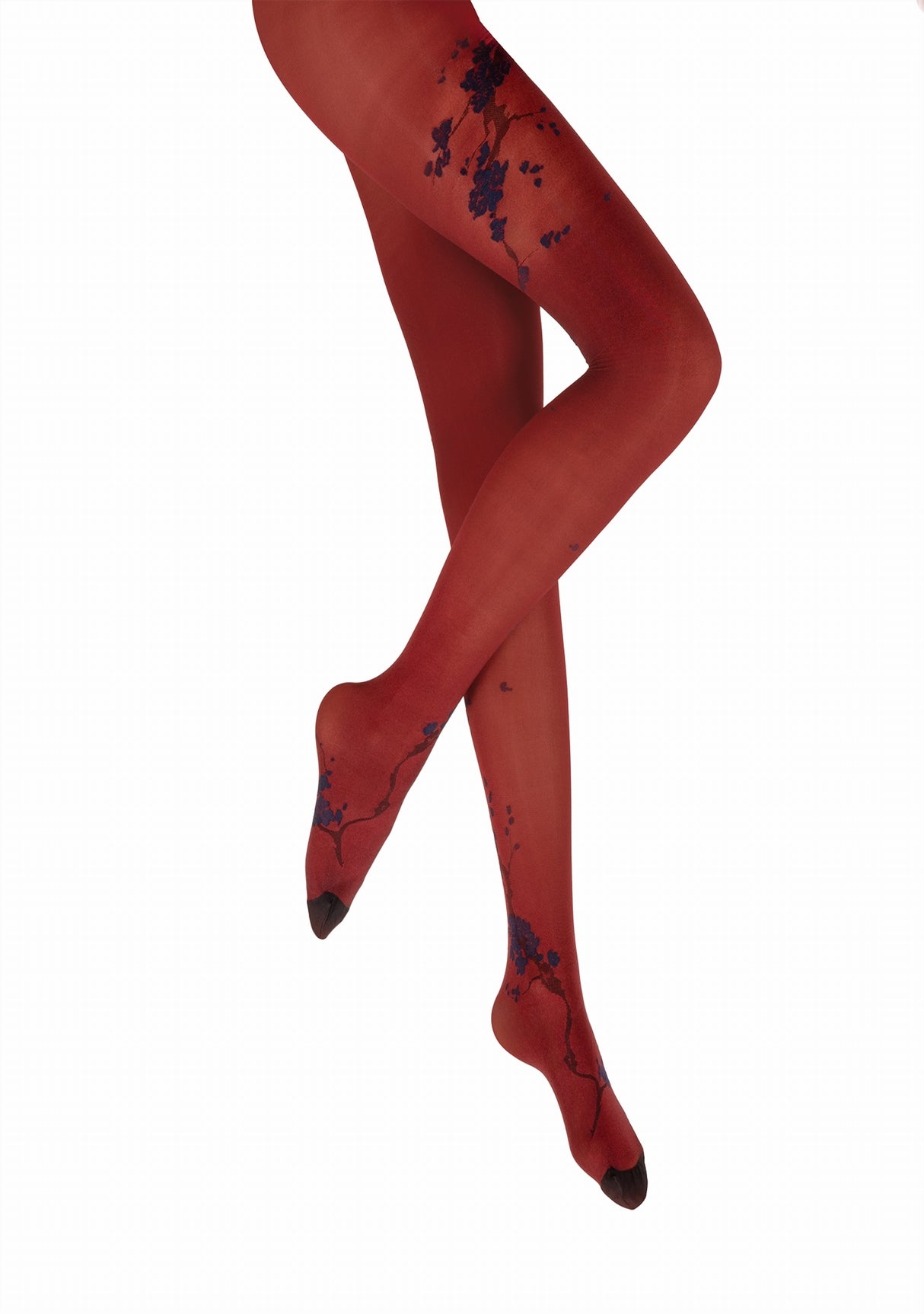 Collants femme 40D irisé rouge sakura bleu ROUGE/BLEU