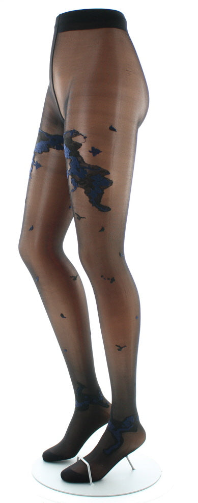 Collants fleurs japonaises Noir et Marine NOIR-MARINE