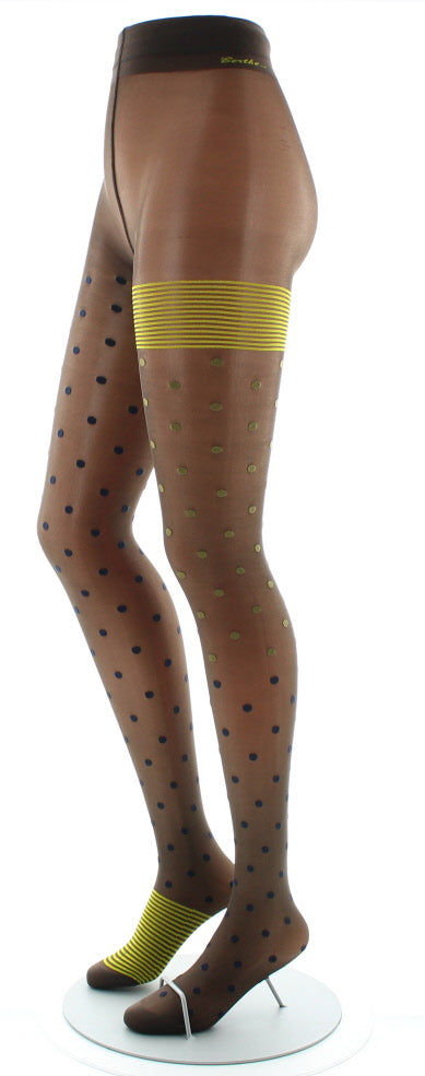 Collants Pois et fines rayures Expresso et Marine MARINE-KAKI