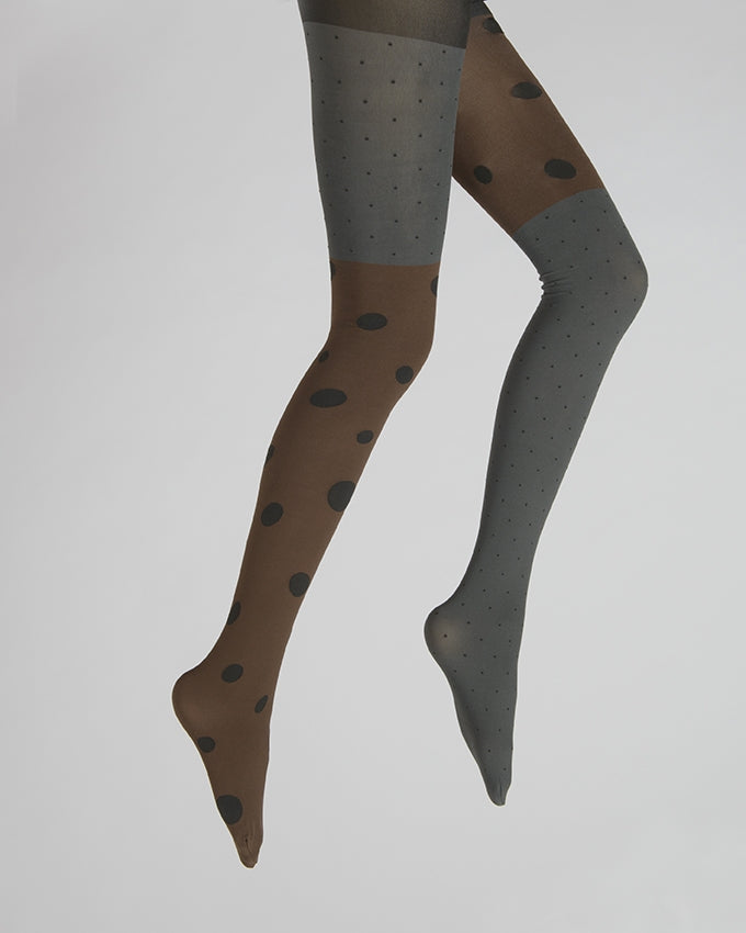 Pantyhose Collant A Pois Black Polka Dot Tights With Brown And