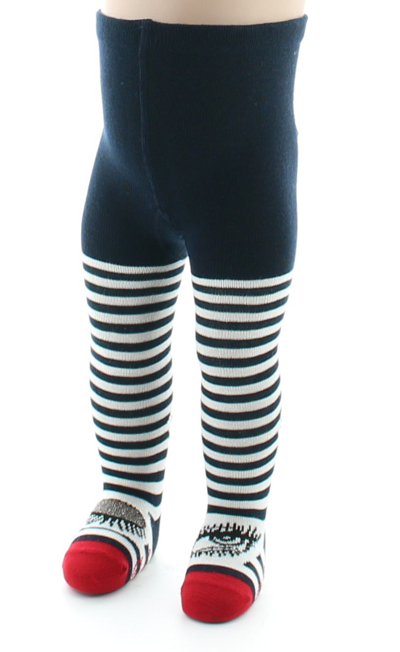 Collants Rayures et clin d'œil MARINE-ECRU