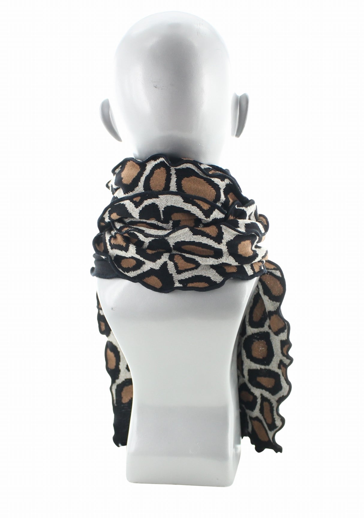 Écharpe femme coton Berthe Léopard NOIR