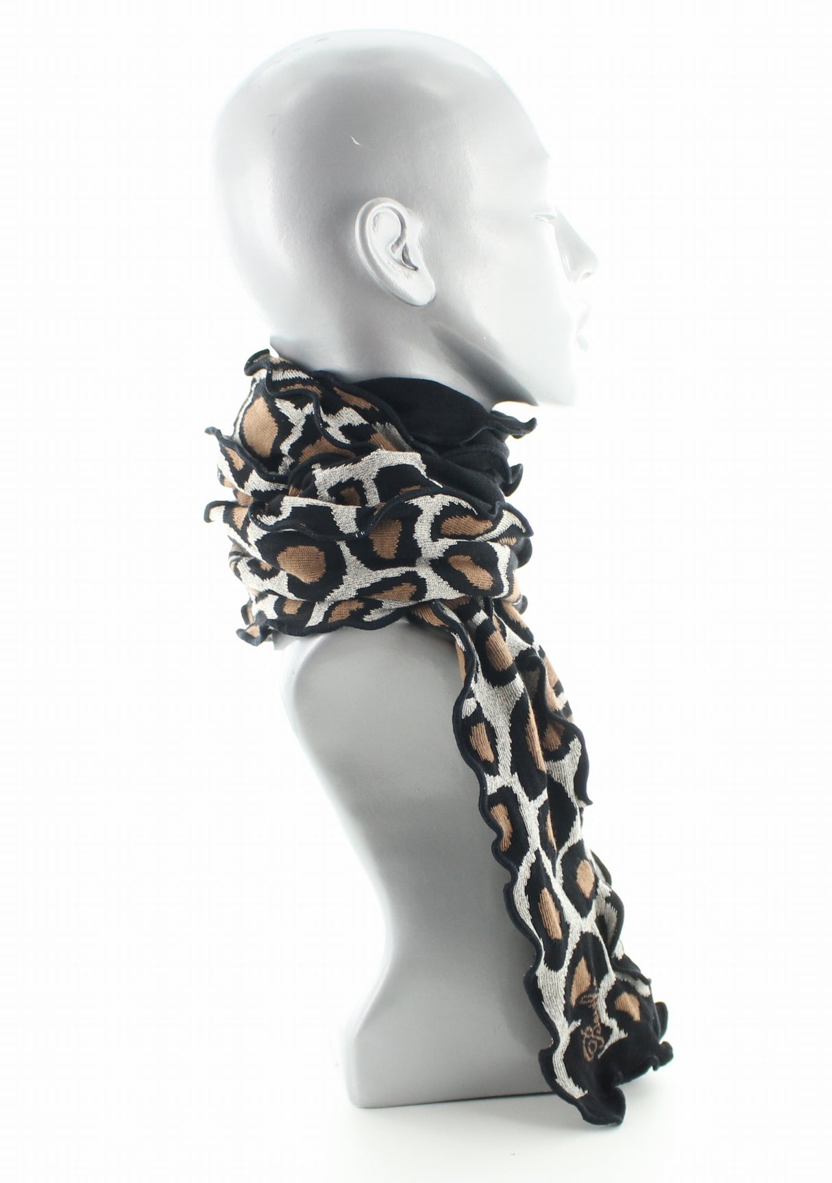 Écharpe femme coton Berthe Léopard NOIR