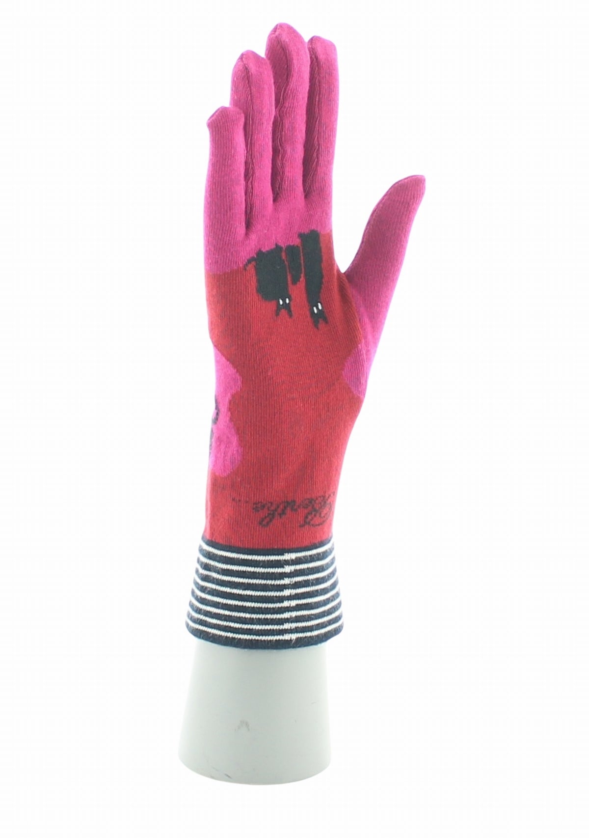 Gants coton femme Berthe Chats ROSE/ROUGE