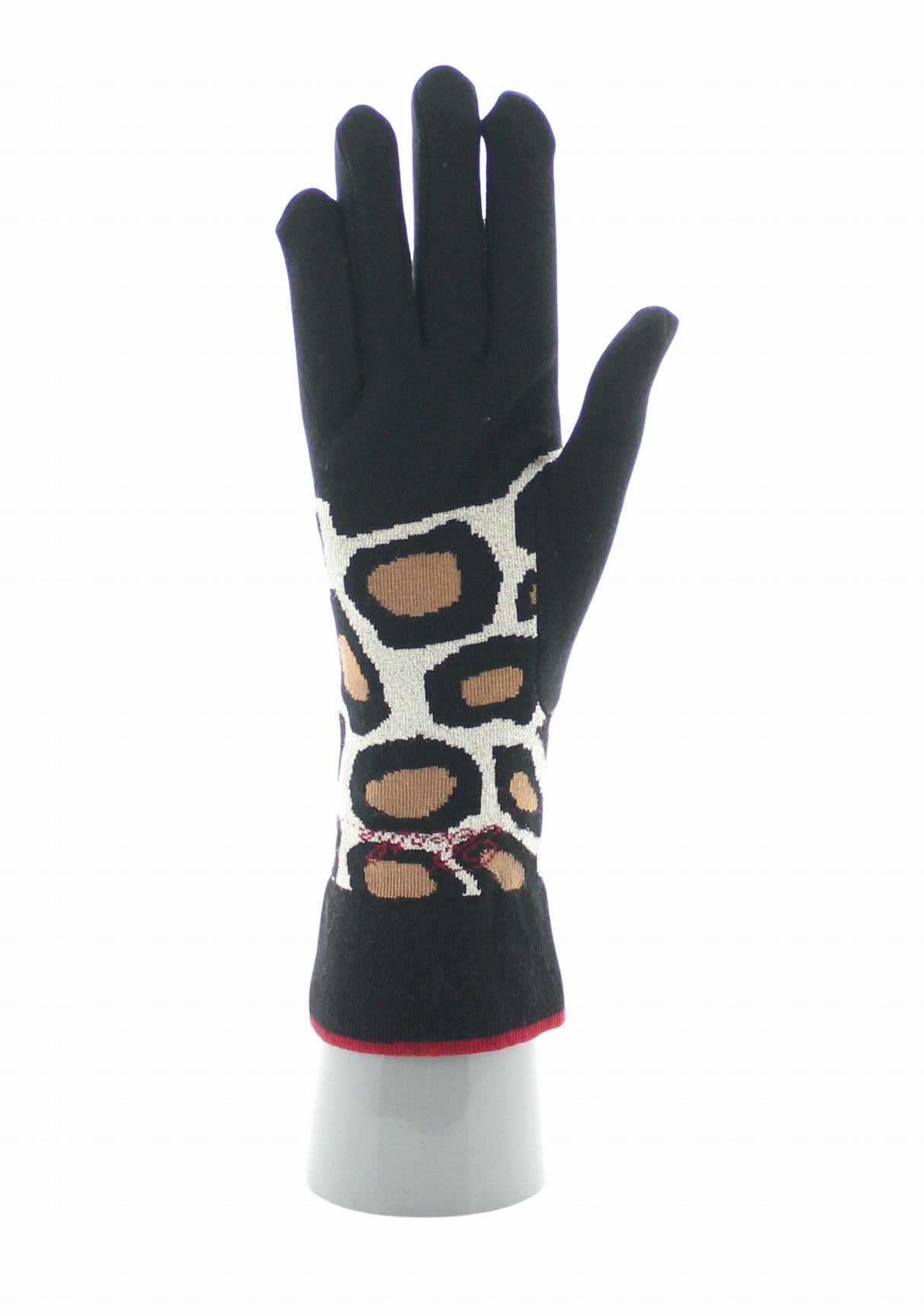 Gants femme coton Berthe Léopard NOIR