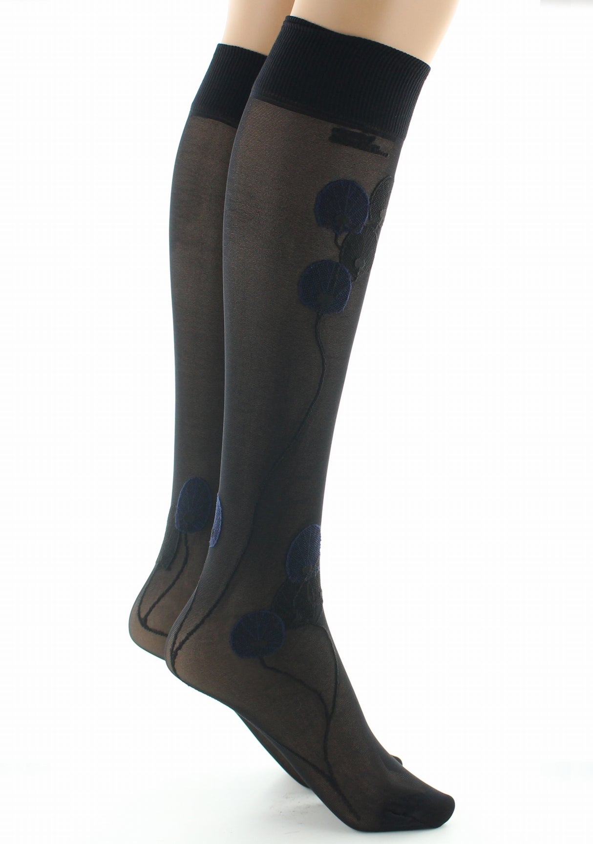 Mi-bas femme 30D noir monnaie du pape marine NOIR/MARINE