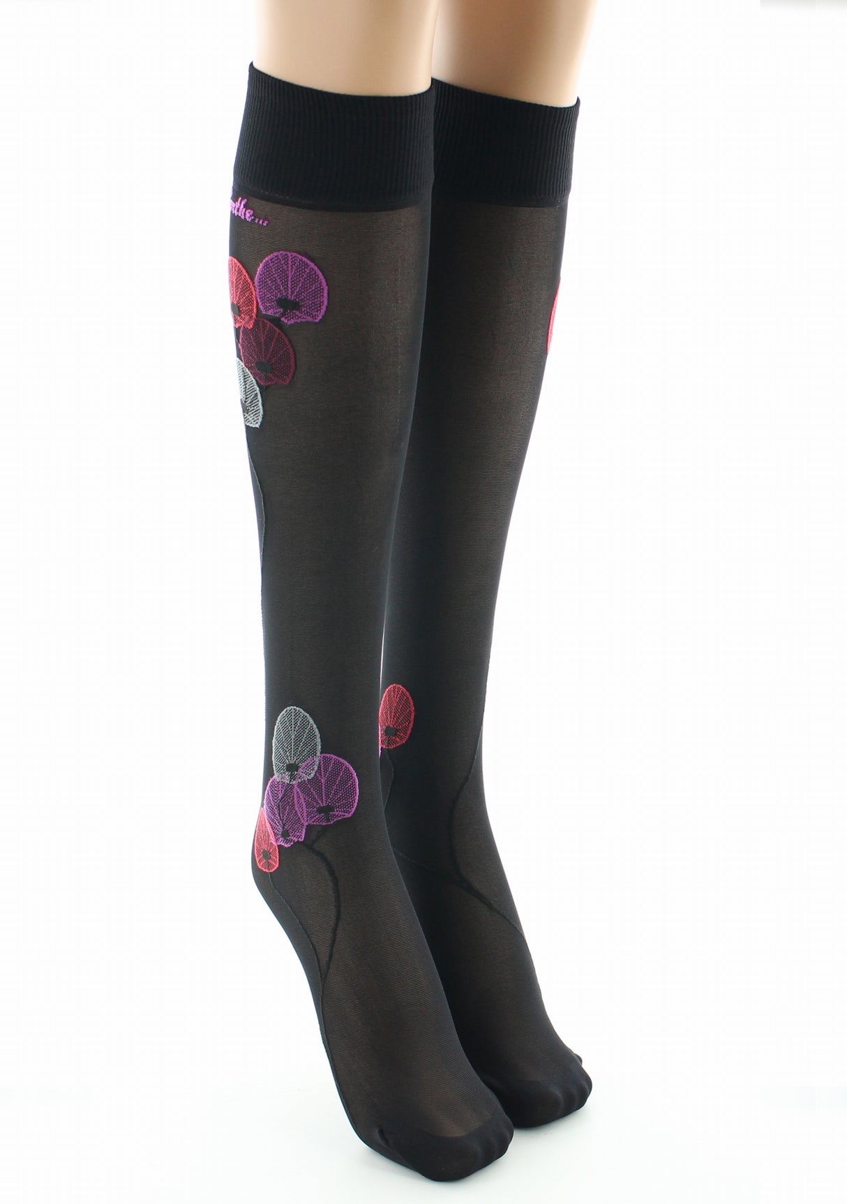 Mi-bas femme 30D noir monnaie du pape rouge NOIR/ROUGE