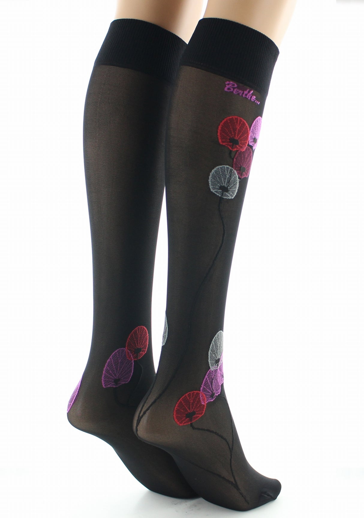 Mi-bas femme 30D noir monnaie du pape rouge NOIR/ROUGE