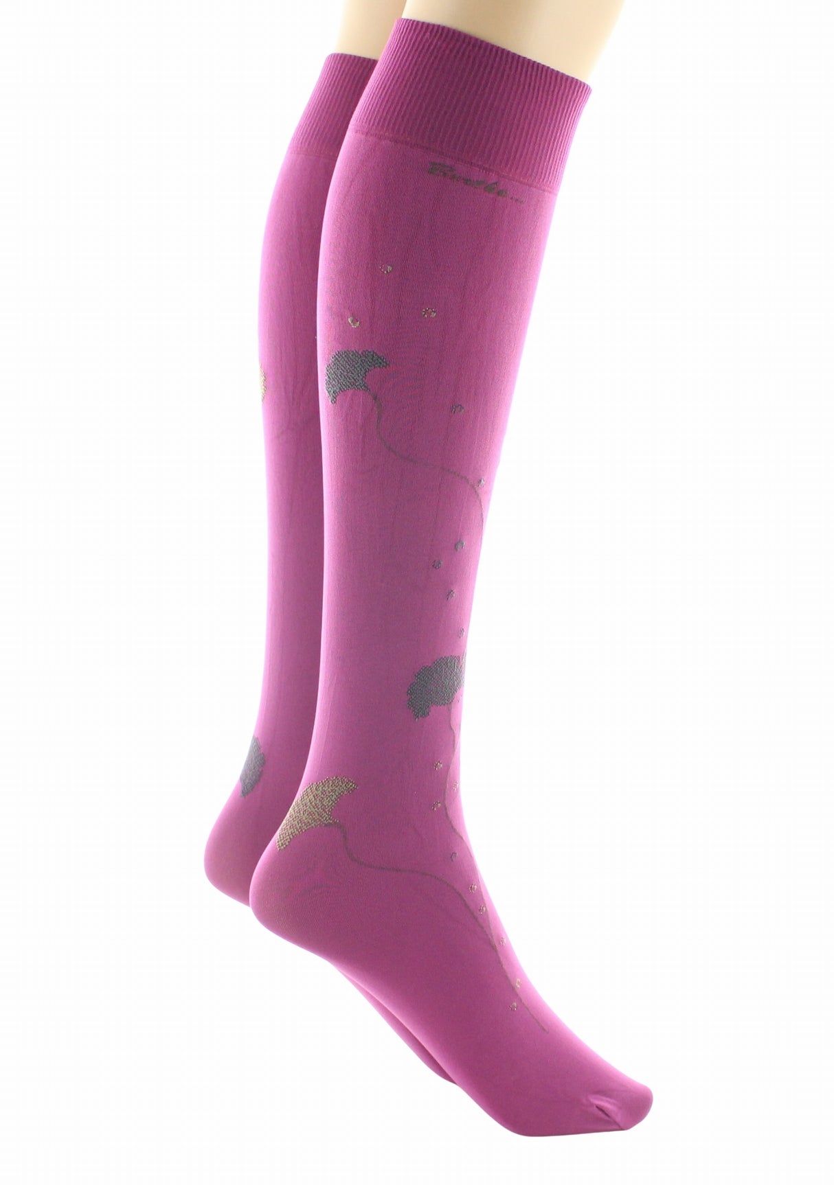 Mi-bas femme 40 deniers Albizia Berthe Fuchsia/Kaki/Gris FUCHSIA
