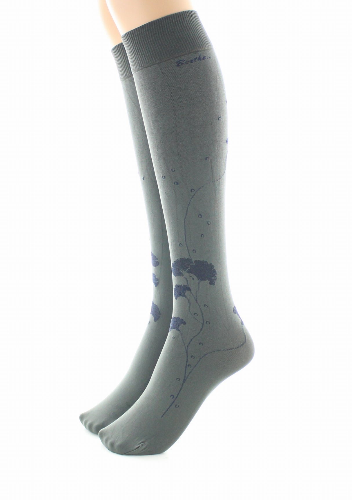Mi-bas femme 40 deniers Berthe Albizia Kaki/Marine KAKI